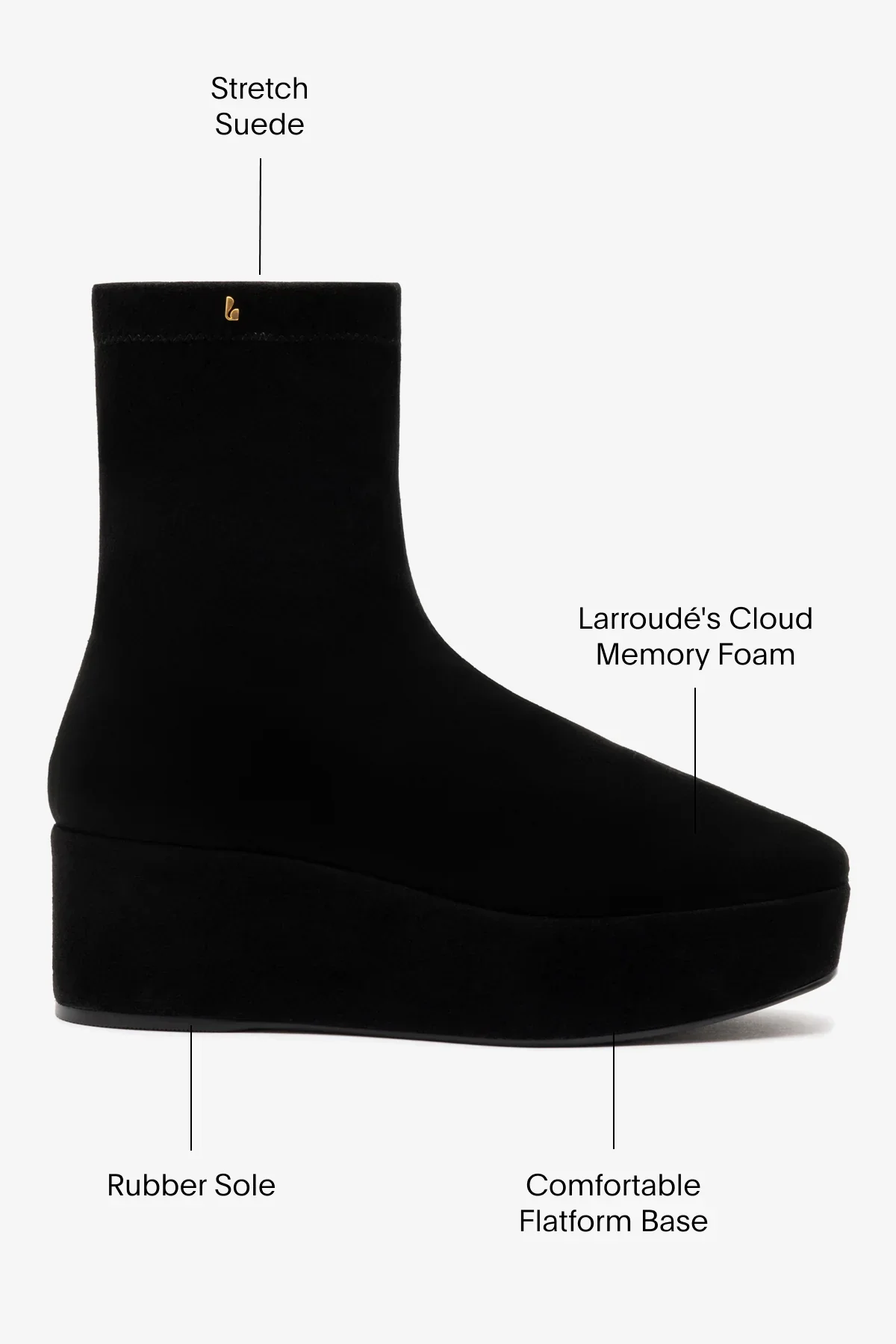 Larroude Dani Flatform Boot In Black Suede - Image 5