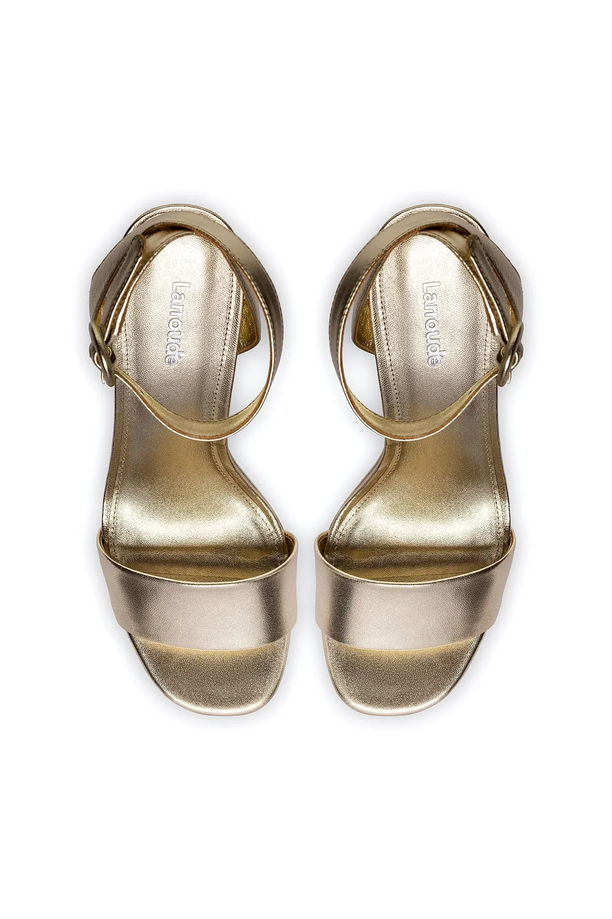 Larroude Dolly Sandal In Gold Metallic Leather - Image 4