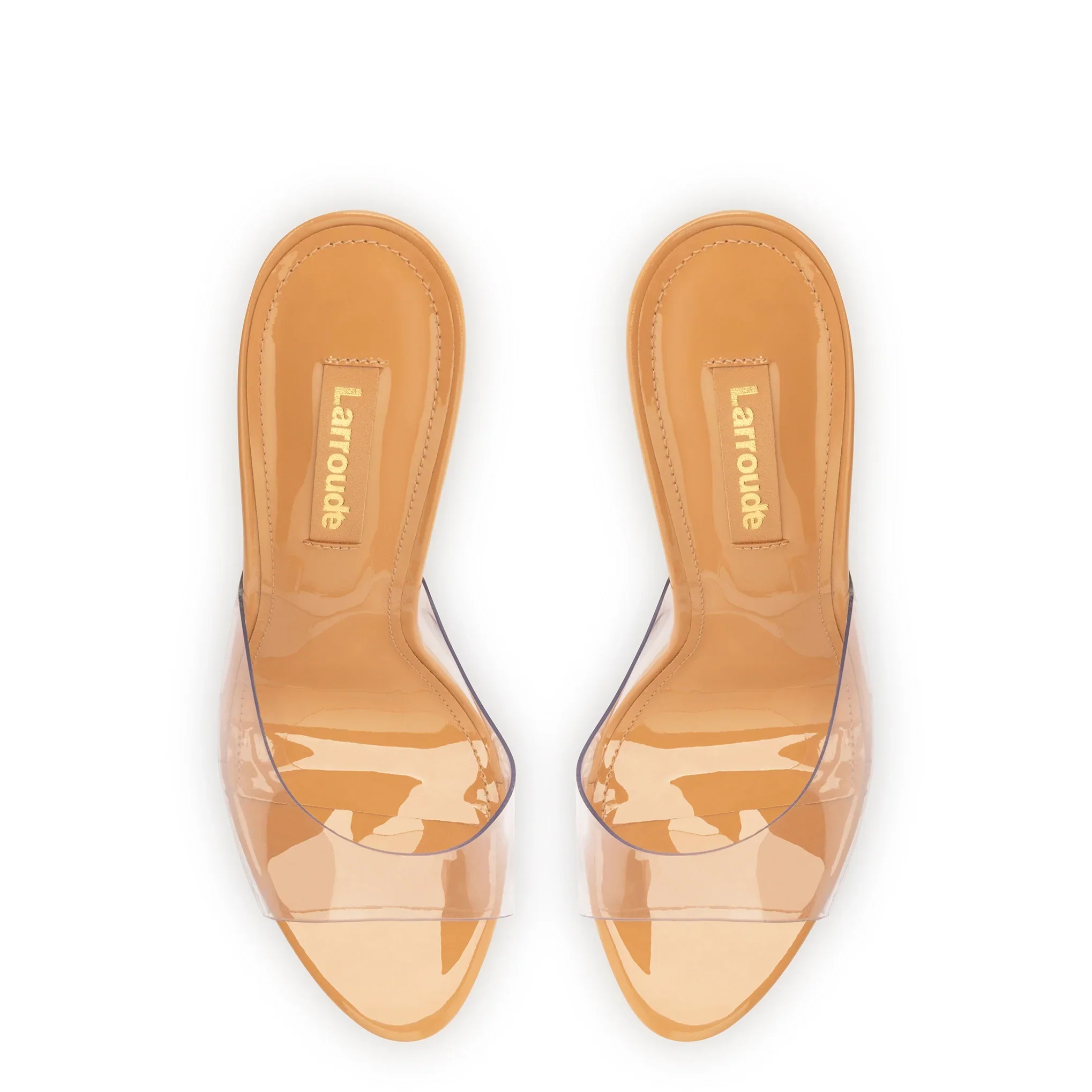 Larroude Jasmine Hi Mule In Tan Leather and Vinyl - Image 3