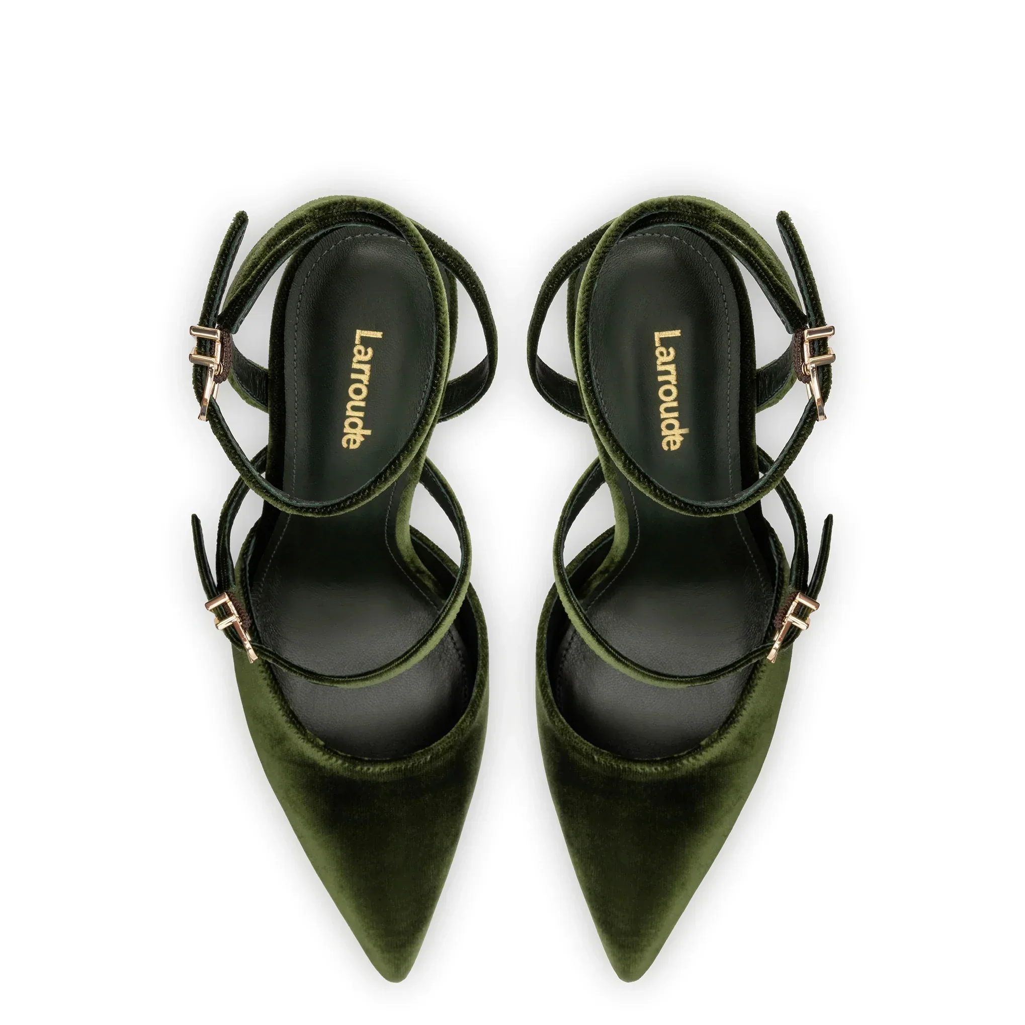 Larroude Kris Pump In Deep Green Bosco-Velvet - Image 4