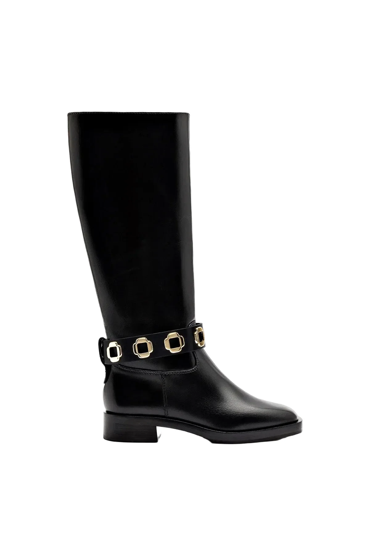 Larroude Milan Flat Boot In Black Leather