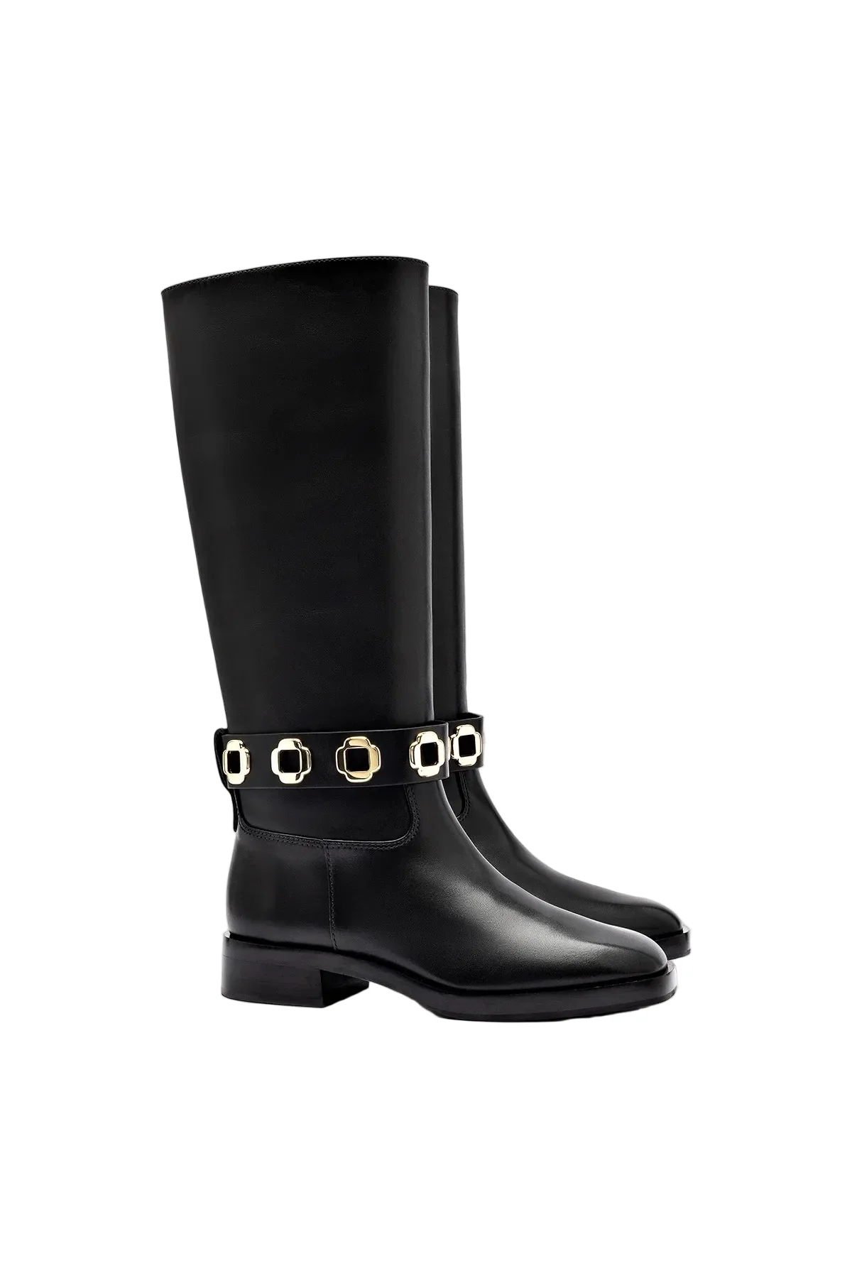 Larroude Milan Flat Boot In Black Leather - Image 2