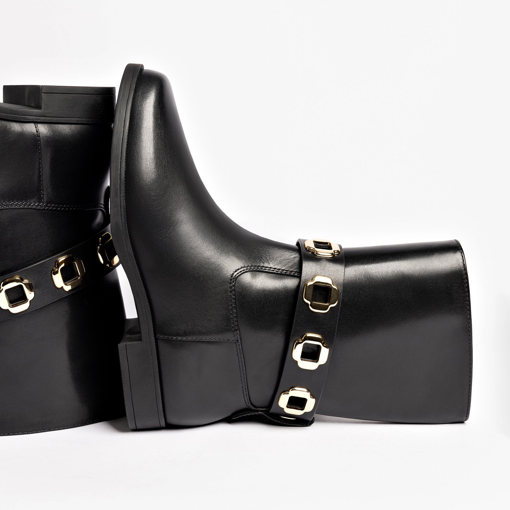 Larroude Milan Flat Bootie In Black Water-Resistant Leather - Image 8