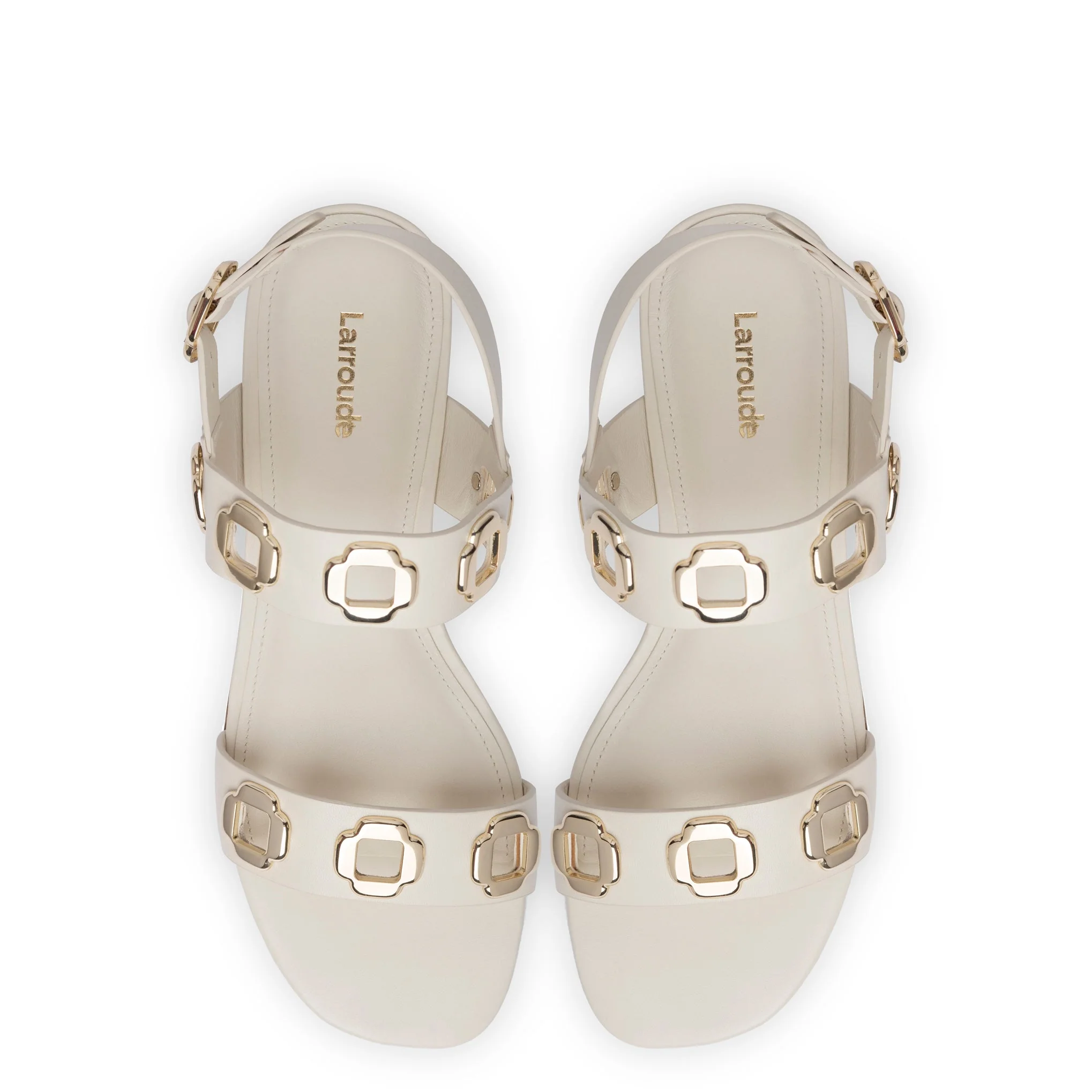 Larroude Milan Flat Sandal In Ivory Leather - Image 4
