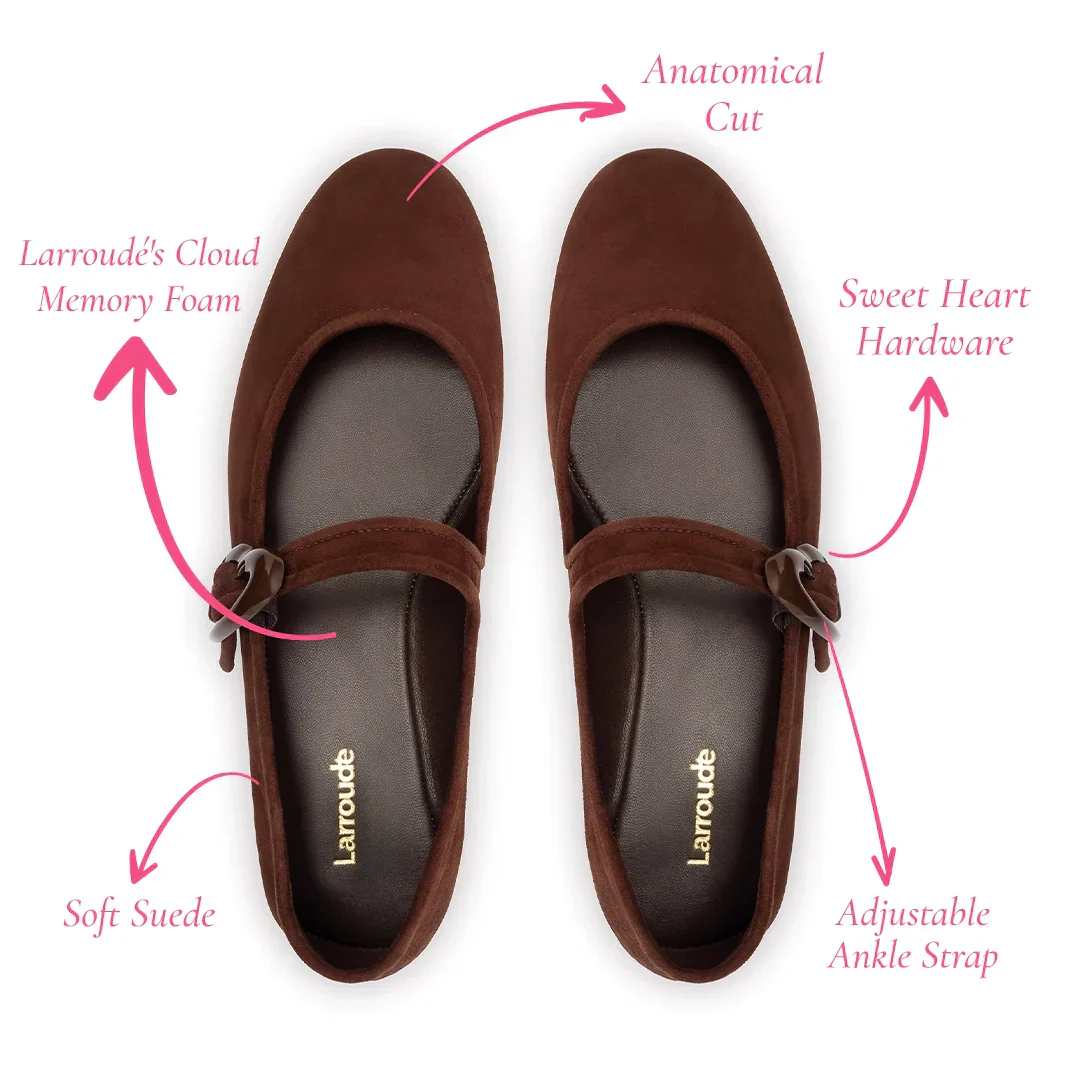 Larroude Verona Ballet Flat In Brown Suede - Image 4