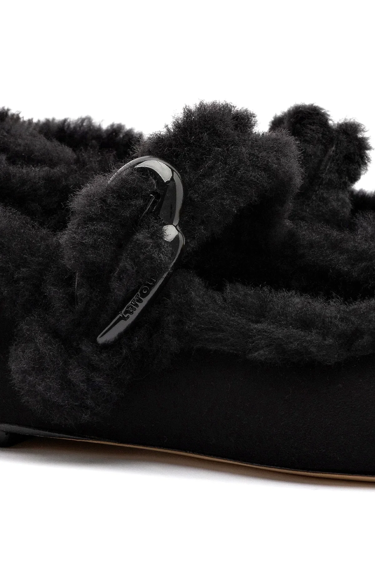 Larroude Verona Ballet Flat In Black Suede-Shearling - Image 4