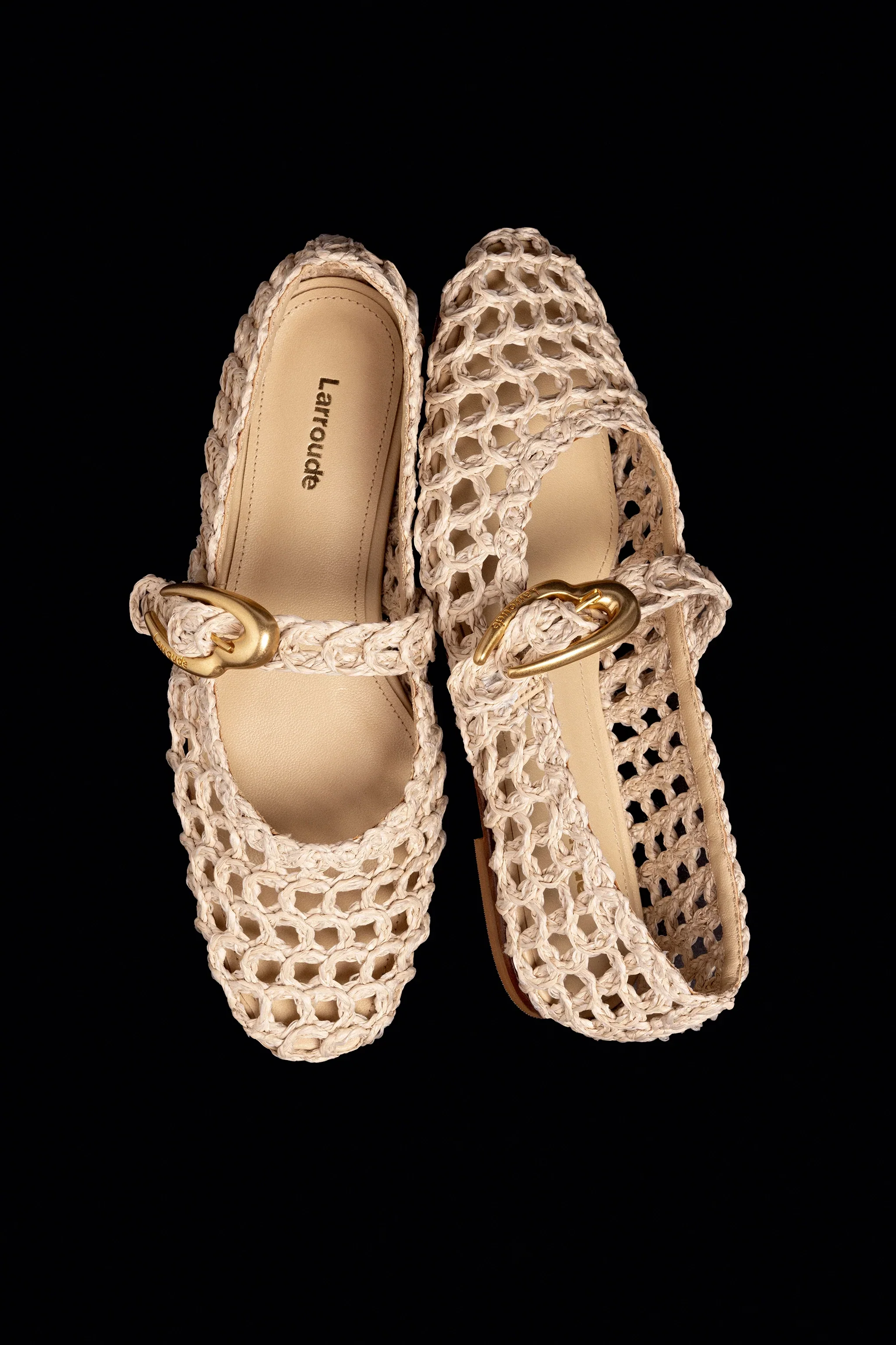 Larroude Verona Macrame In Beige Embroidered Raffia - Image 2