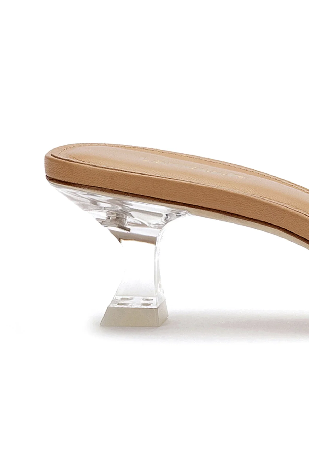 Larroude Vivi Lucite Mule In Tan Leather and Vinyl - Image 3