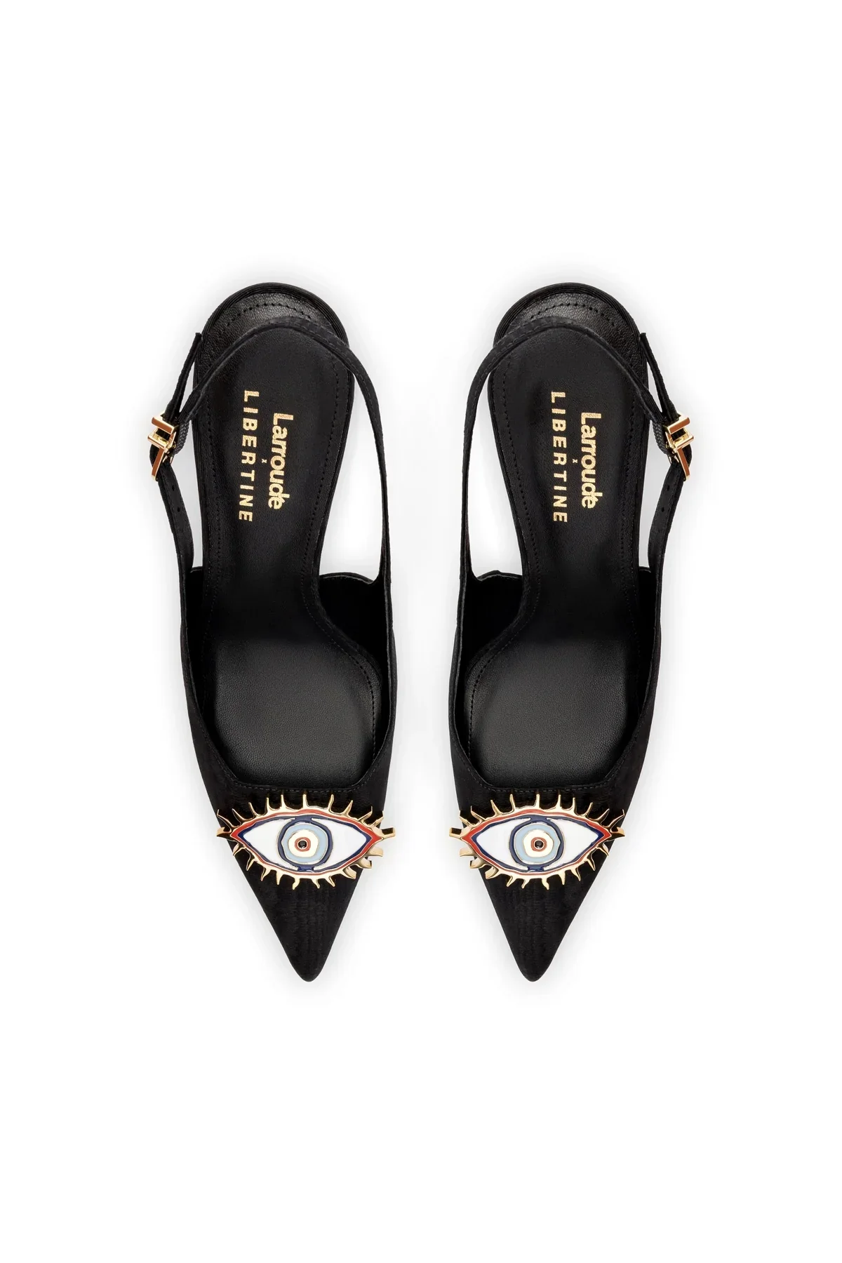 Larroudé x Libertine Eye Pump Hi In Black Fabric - Image 3
