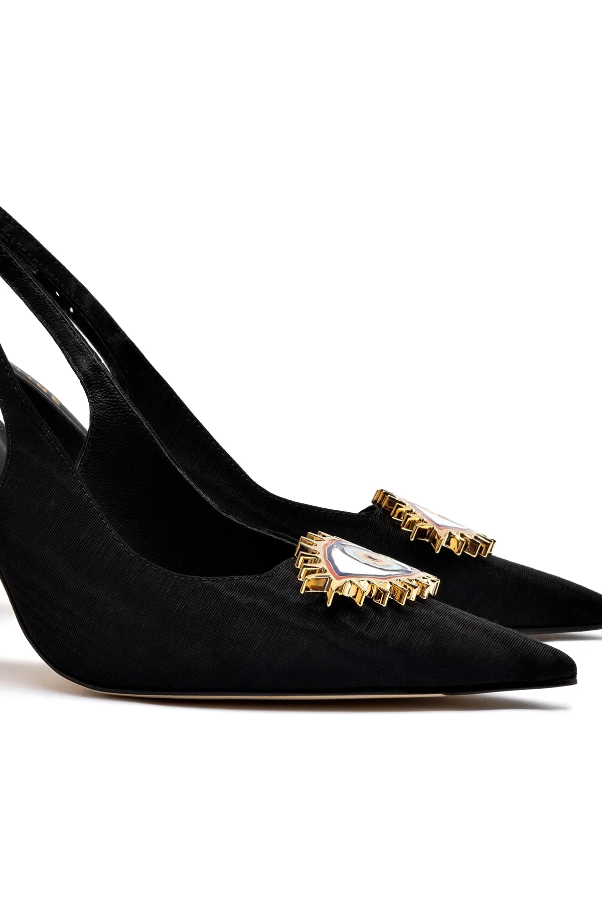 Larroudé x Libertine Eye Pump Hi In Black Fabric - Image 4
