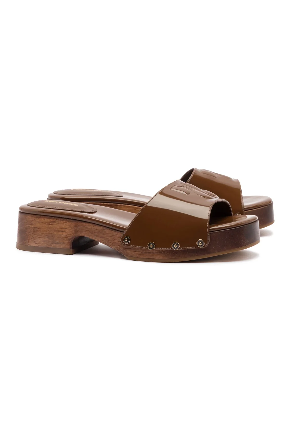 Larroude Zuzi Mule In Burnt Umber Patent Leather - Image 3