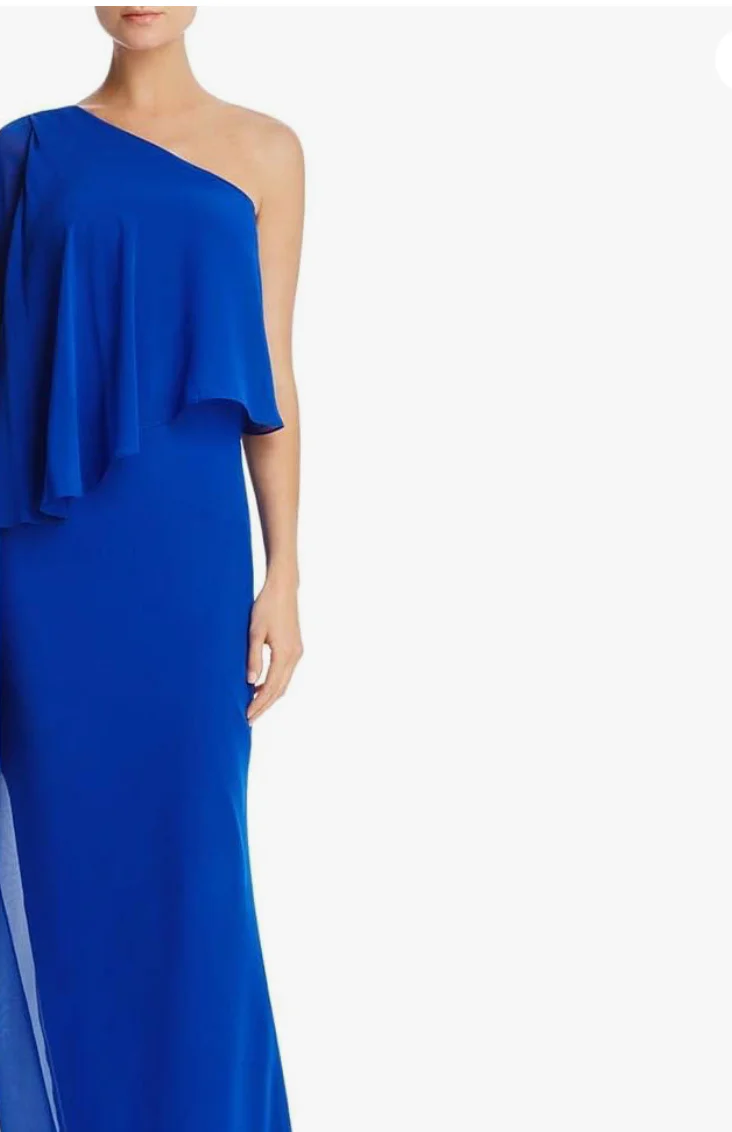 Laundry by Shelli Segal One-Shoulder Draped Gown in Blue - Image 3