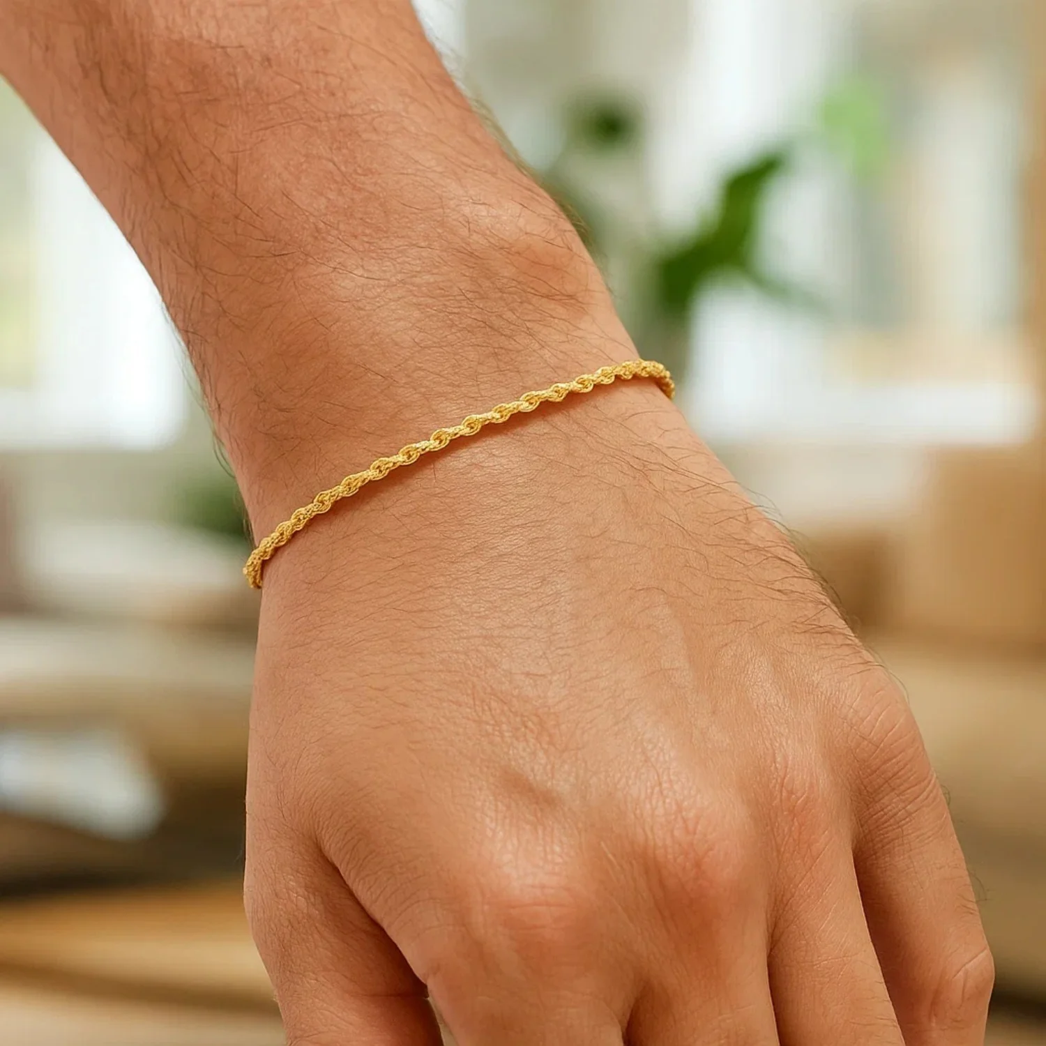 Lite Rope Chain Bracelet in 14k Yellow Gold (1.5 mm) - Image 11
