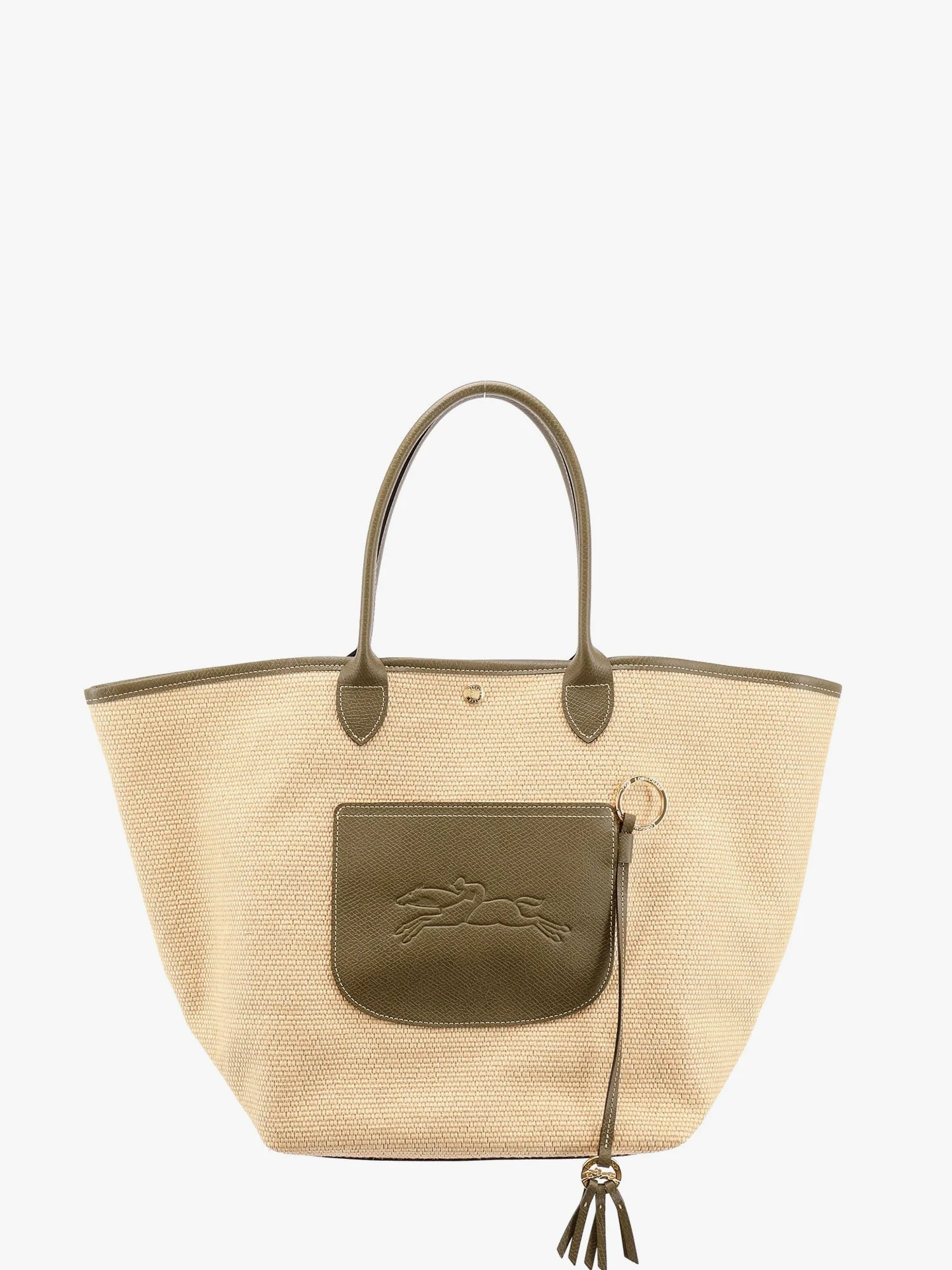 Longchamp Paris Le Panier Pliage Raffia And Leather Shoulder Bag
