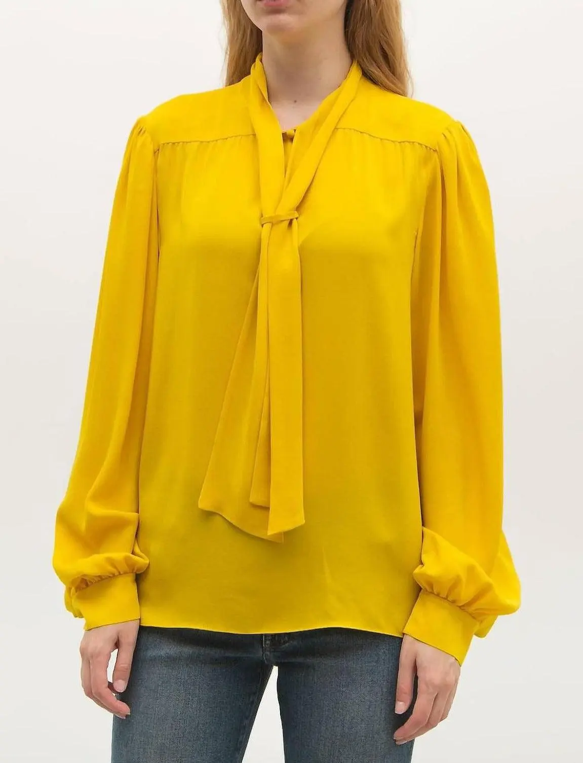 Maison Margiela Pussy-bow Blouse In Yellow - Image 2