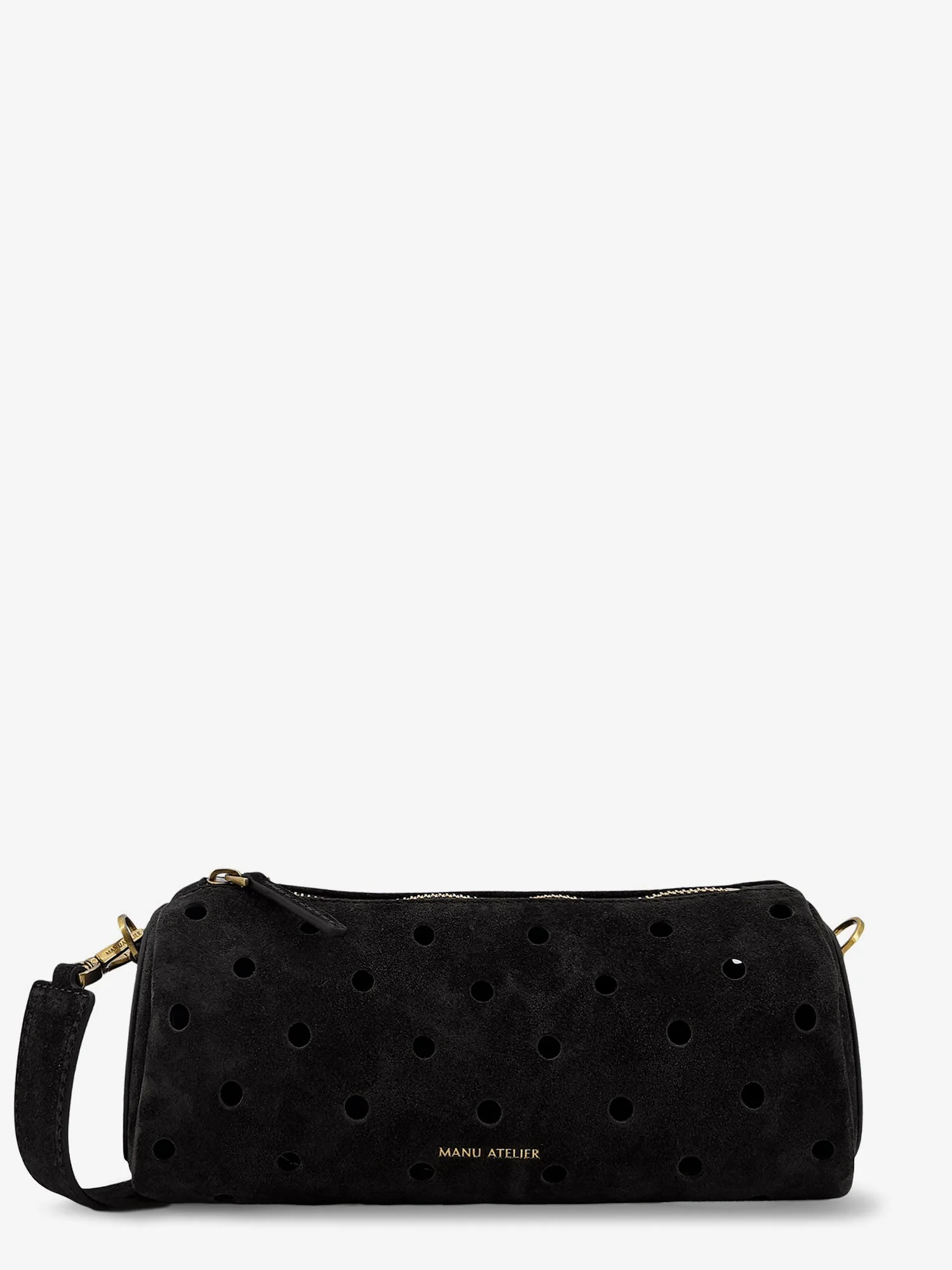 Manu Atelier Mini Cylinder Suede Crossbody Bag