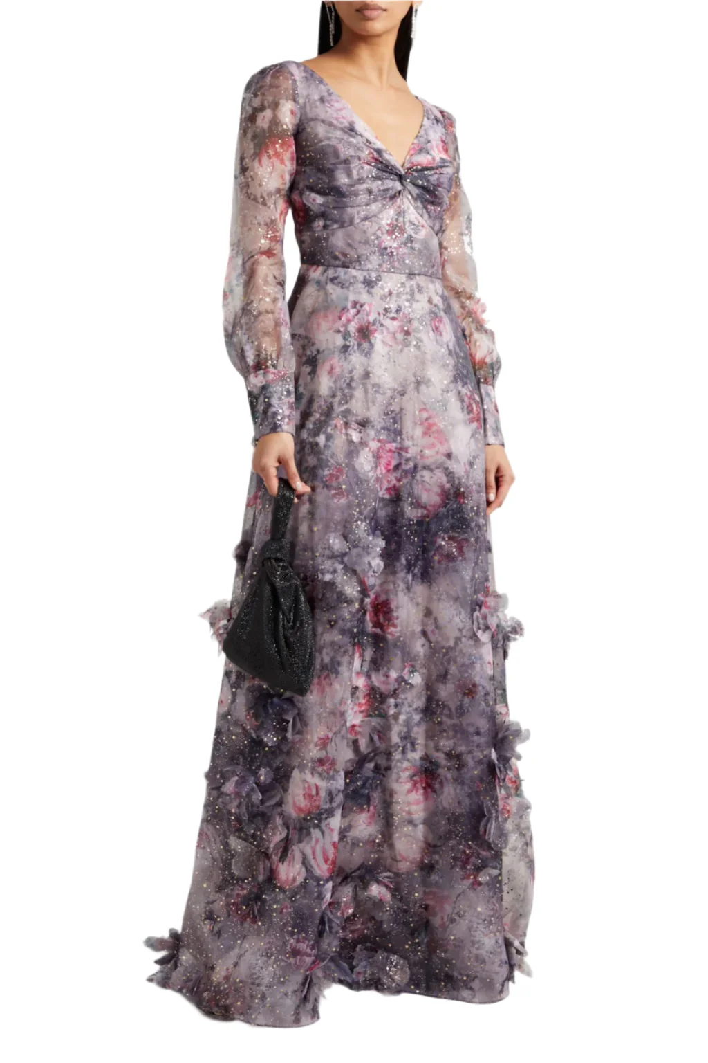 Marchesa Floral Blouson-Sleeve Gown - Image 3