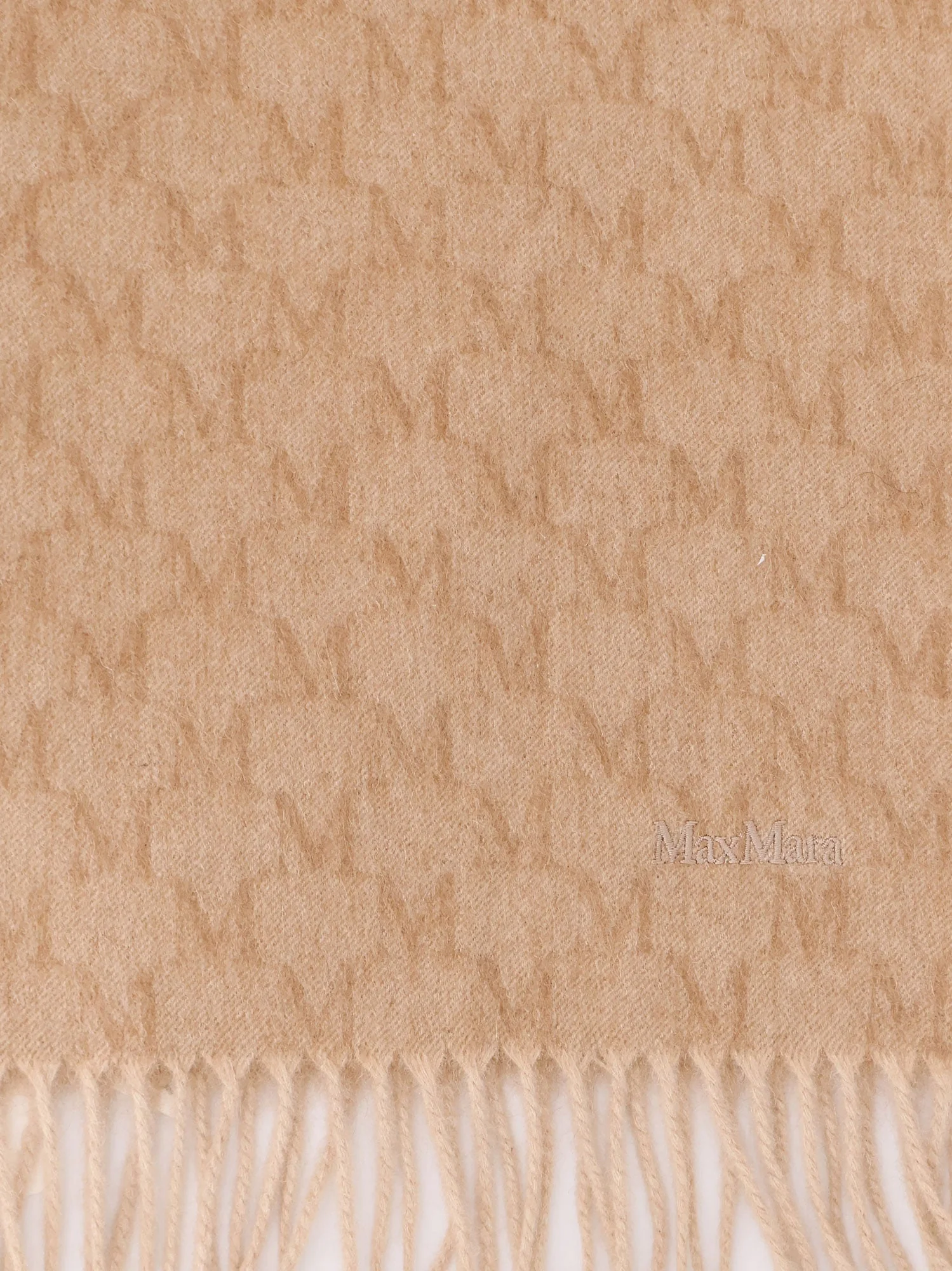 Max Mara Logo Camel Scarf With All-Over Logo - Image 2