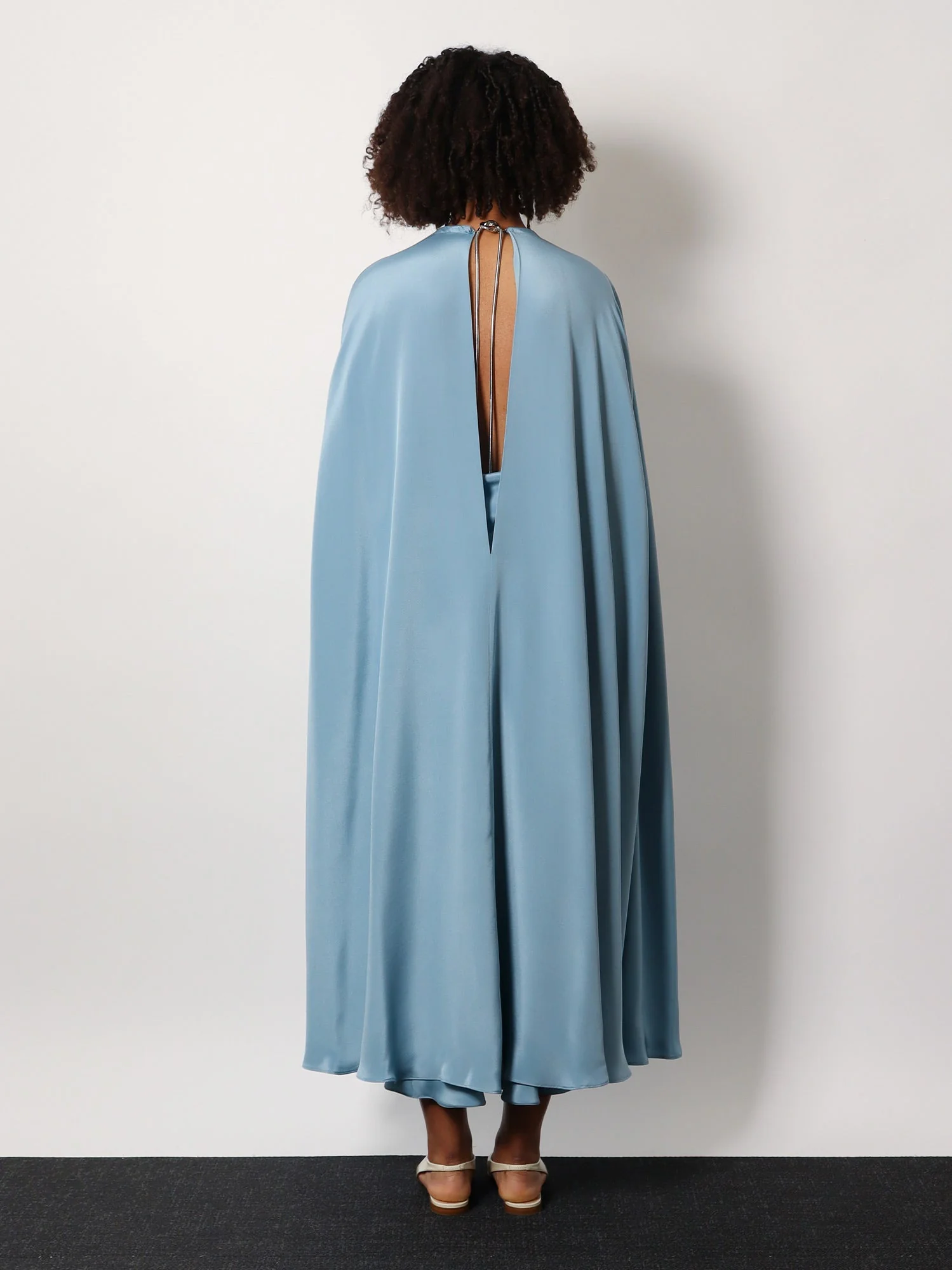 Max Mara Managua Silk Long Dress With Silk Cape And Metal Detail - Image 3