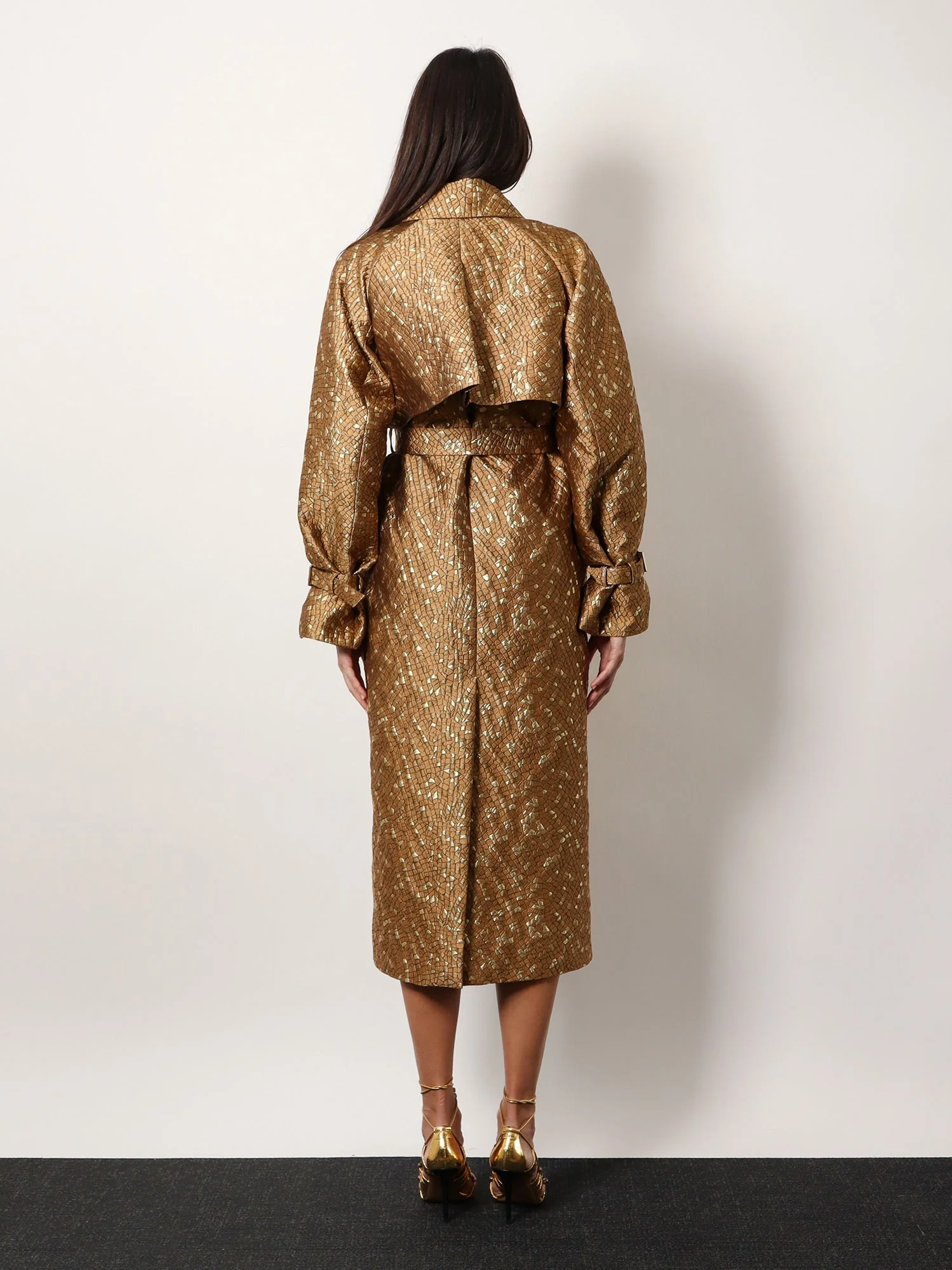 Max Mara Salsa Oversize Jacquard Fabric Trench With Mosaic Effect - Image 3