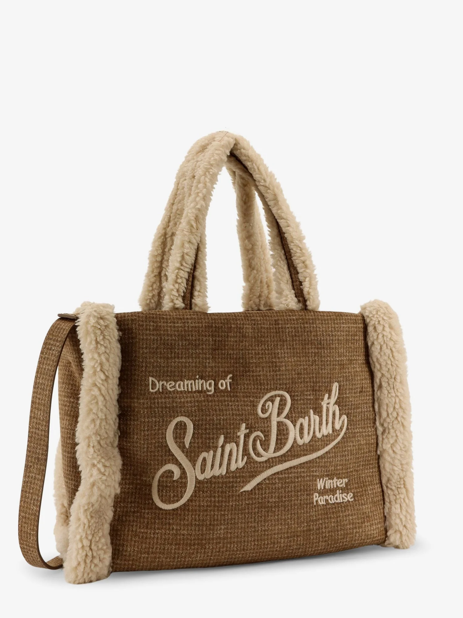 Mc2 Saint Barth Colette Shearling Pied De Poule Shoulder Bag - Image 3
