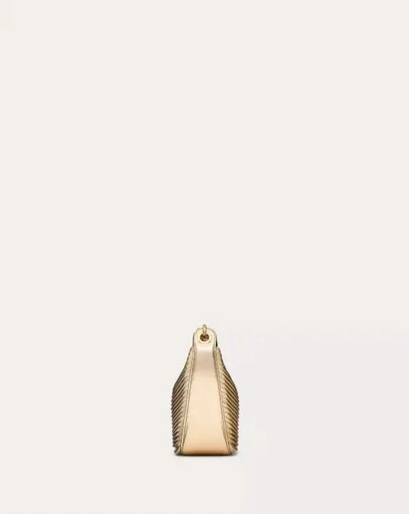 Mini Vlogo Moon Hobo Bag In Metallic-Effect Nappa Leather With Chain - Image 4
