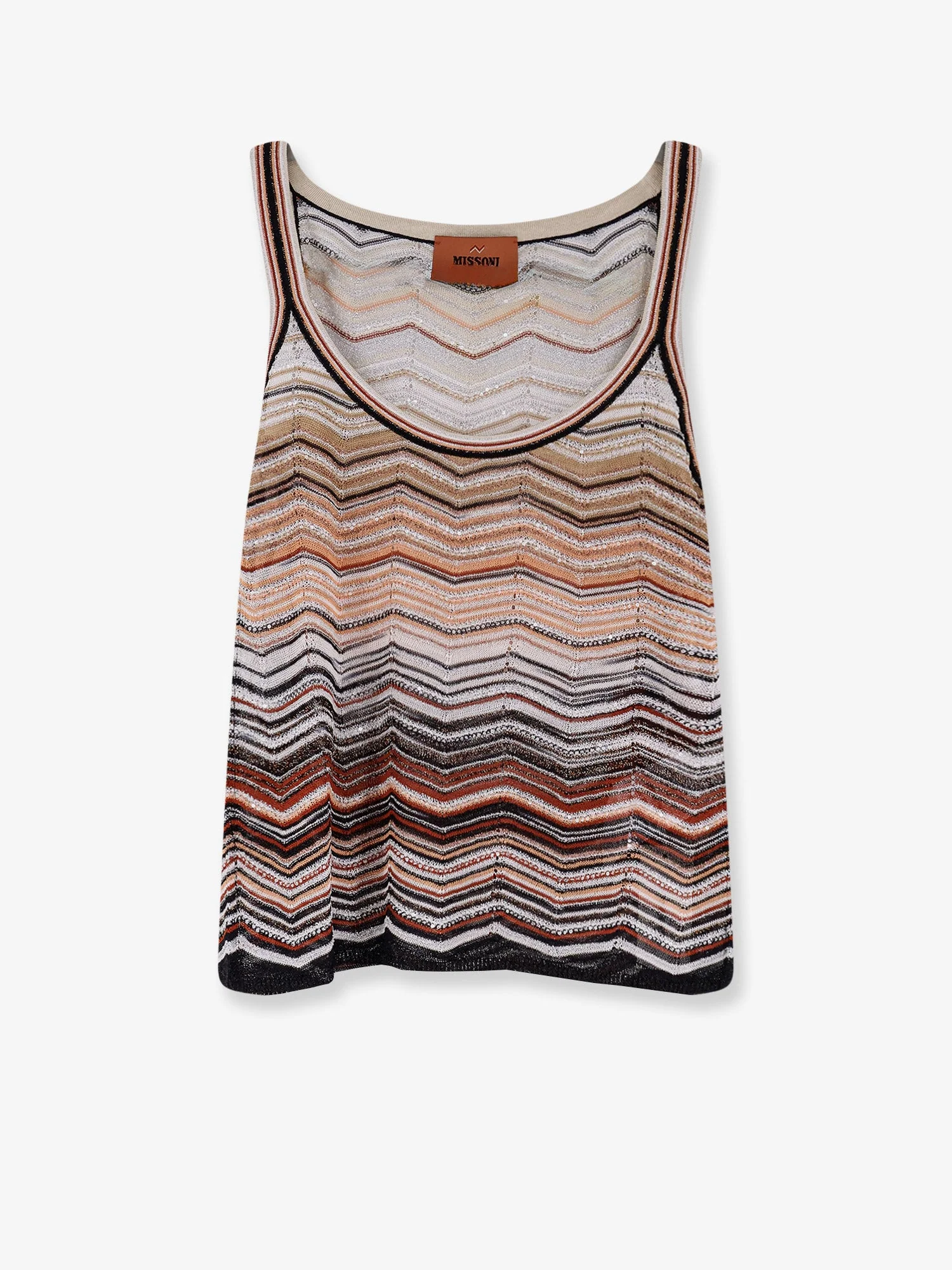 Missoni Viscose Tank Top With Laminated Chevron Pattern