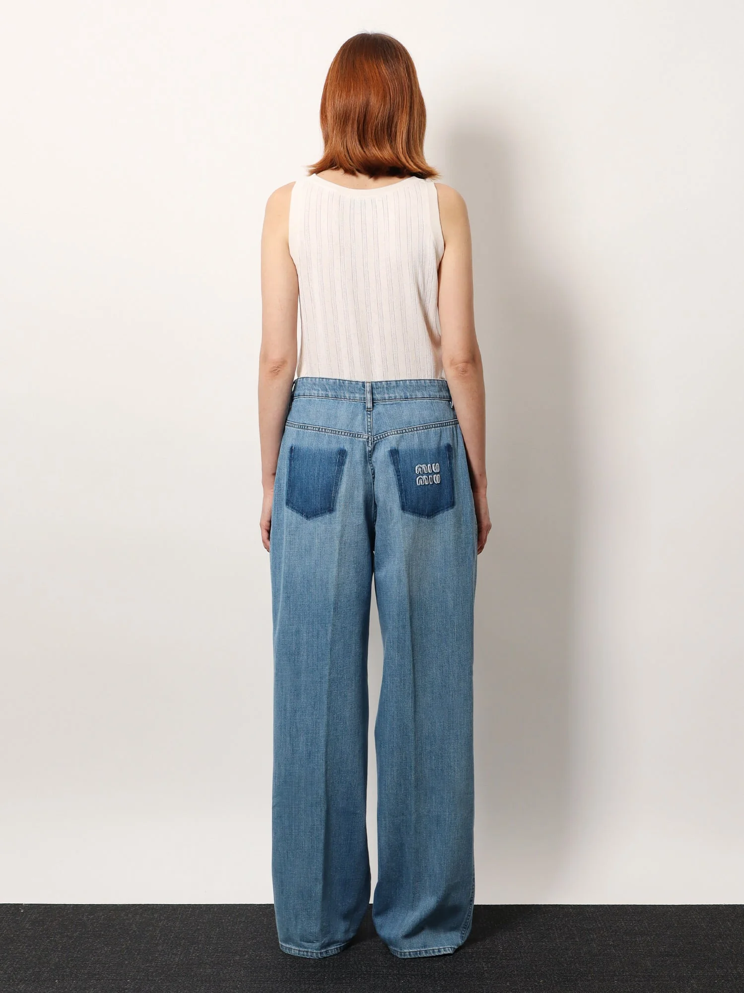 Miu Miu Cotton Jeans With Logo Lettering Embroidery - Image 3