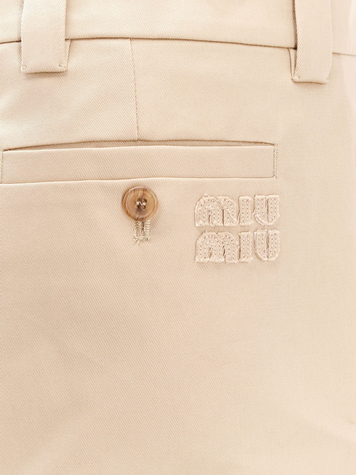 Miu Miu Cotton Skirt With Check Insert On The Bottom - Image 4