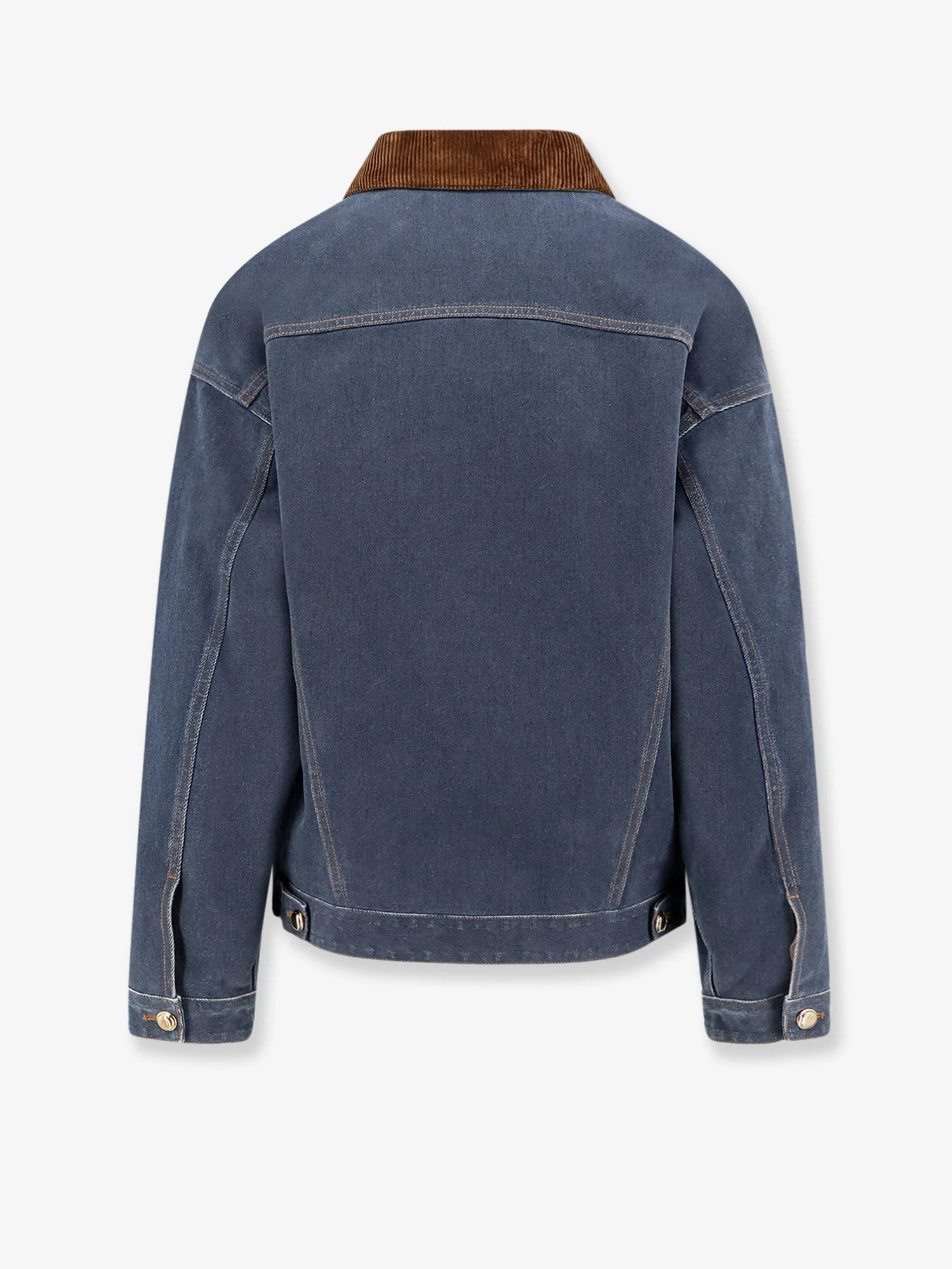 Miu Miu Denim Padded Jacket With Corduroy Collar - Image 4