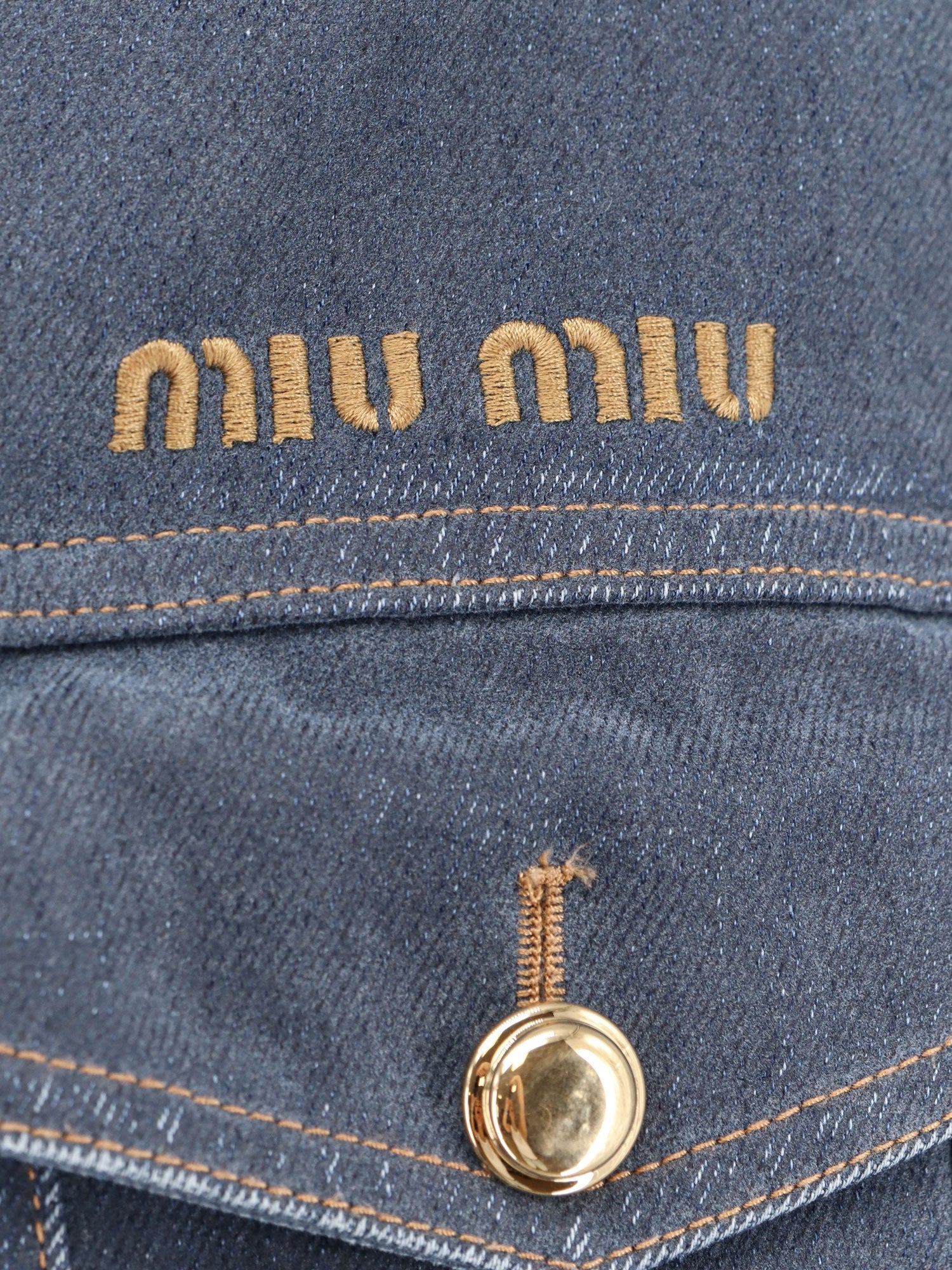Miu Miu Denim Padded Jacket With Corduroy Collar - Image 5