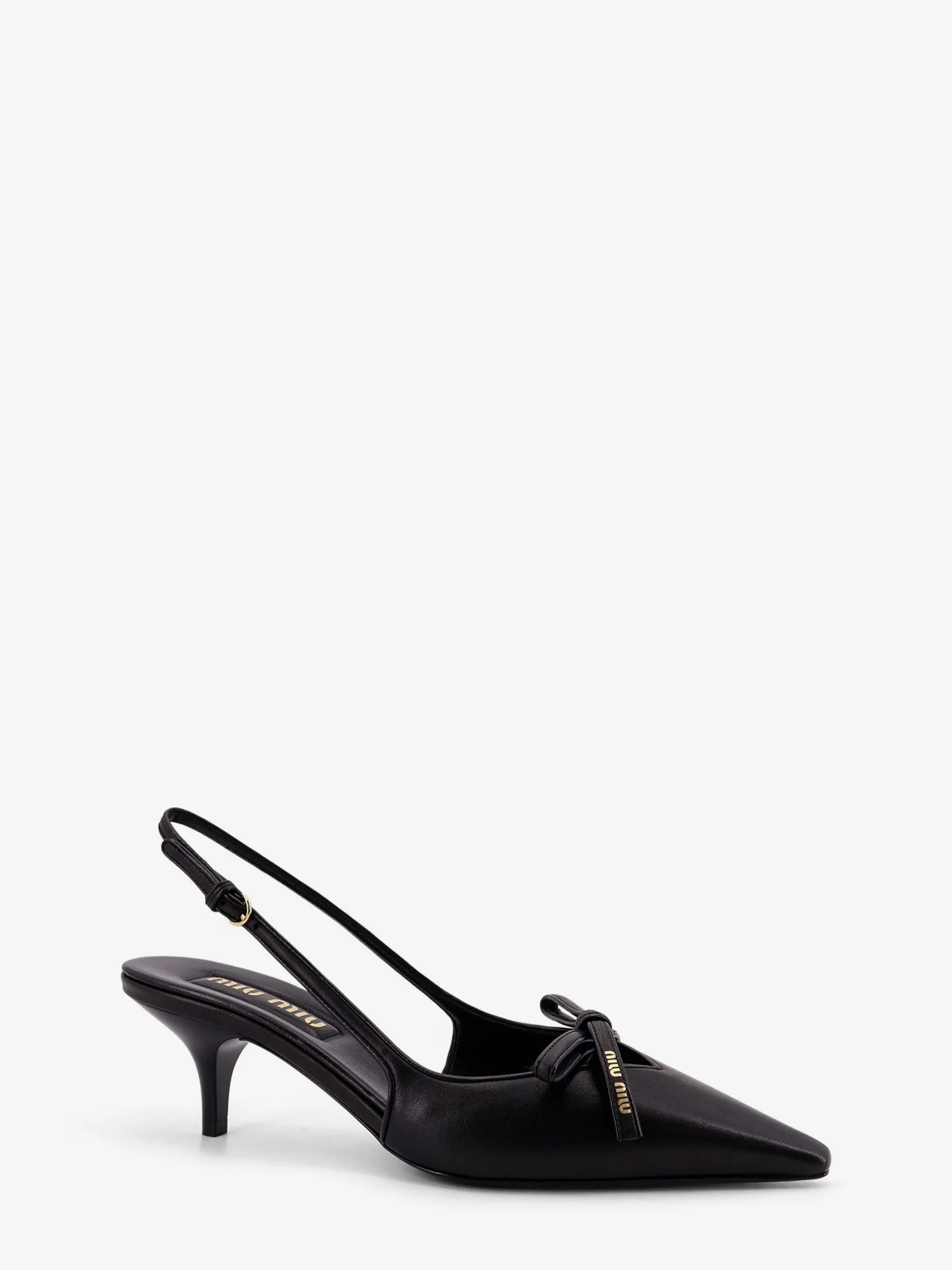 Miu Miu Leather Décolleté With Logo Bow Detail - Image 3