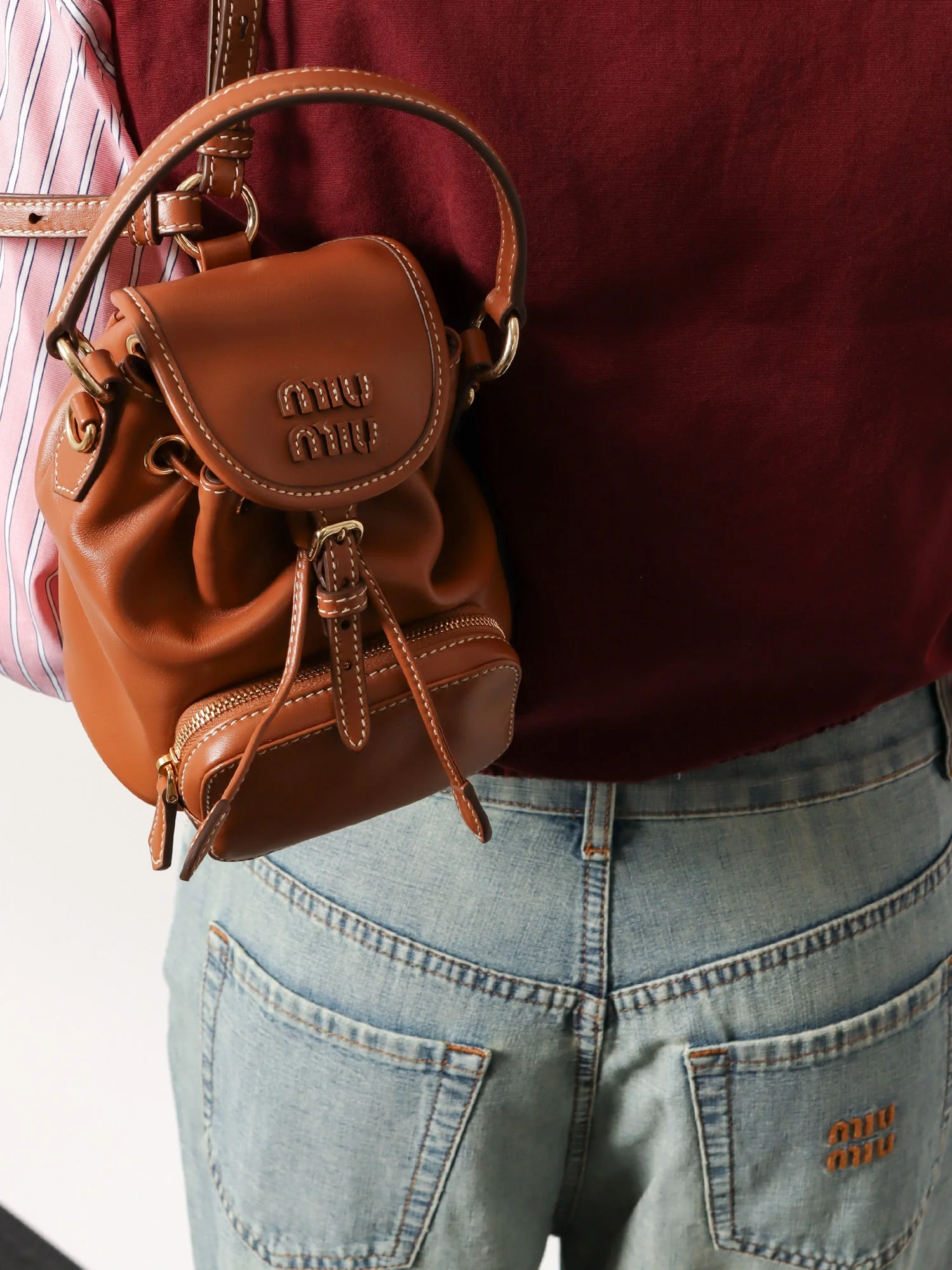 Miu Miu Leather With Front Lettering Logo Crossbody Bag - Image 2