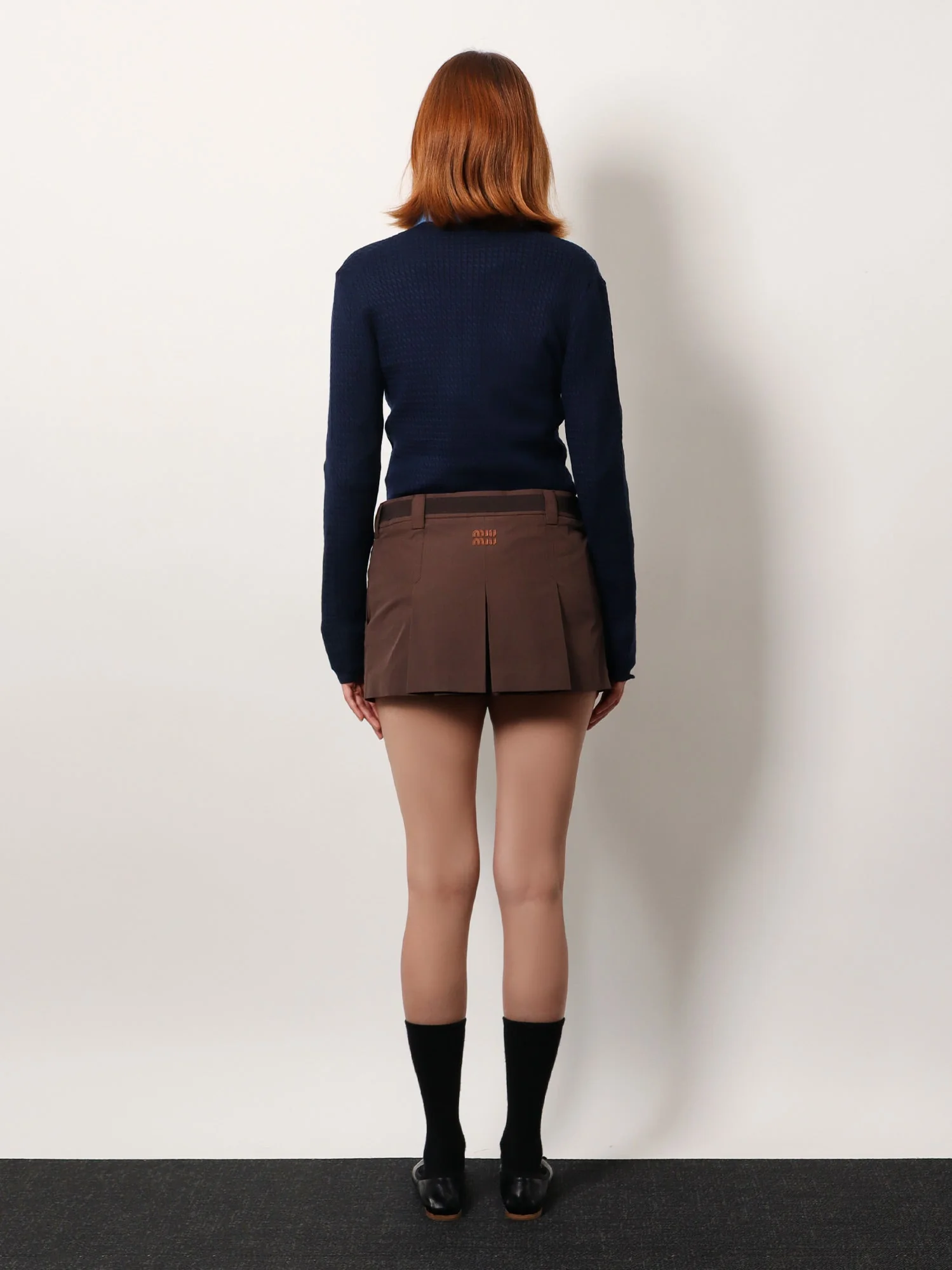 Miu Miu Panama Pleated Mini Skirt With Belt - Image 3