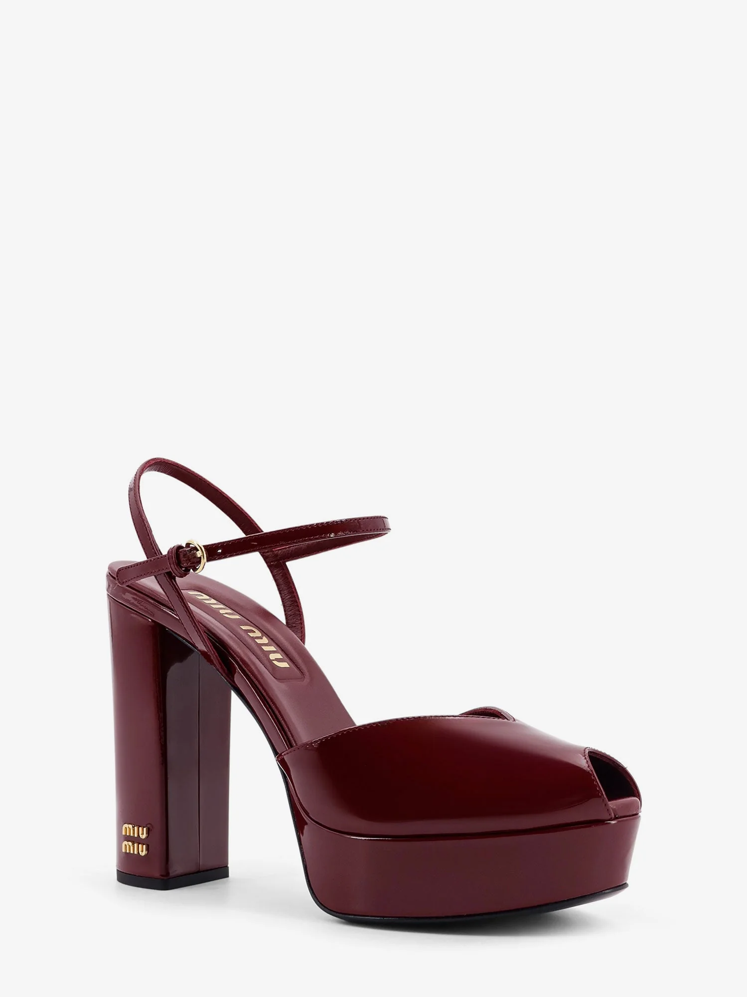 Miu Miu Patent Leather Sandals With Heel And Wedge - Image 2