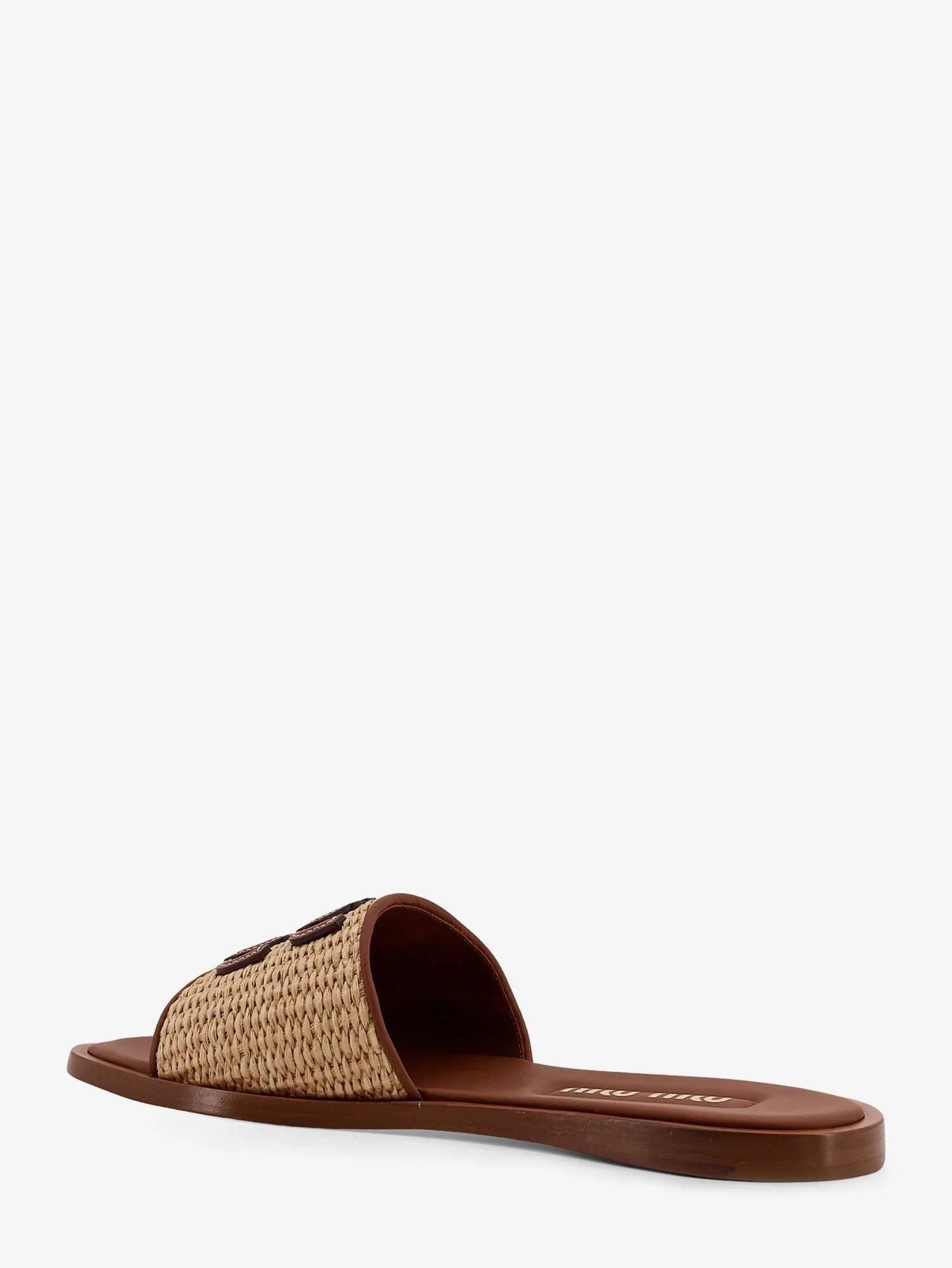 Miu Miu Raffia And Leather Sandals With Logo Lettering - Image 3