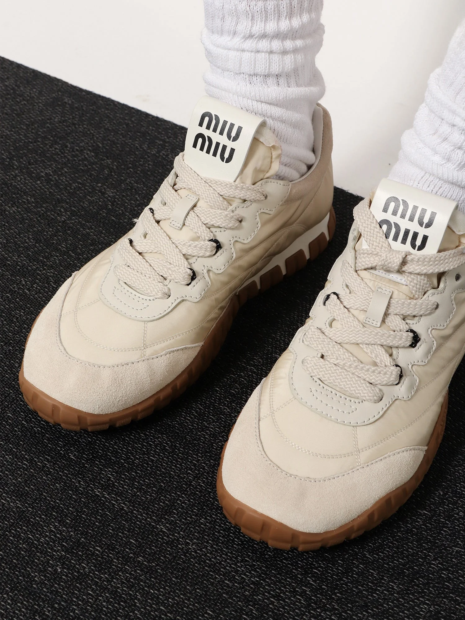 Miu Miu Technical Fabric And Suede Tyre Sneakers - Image 2