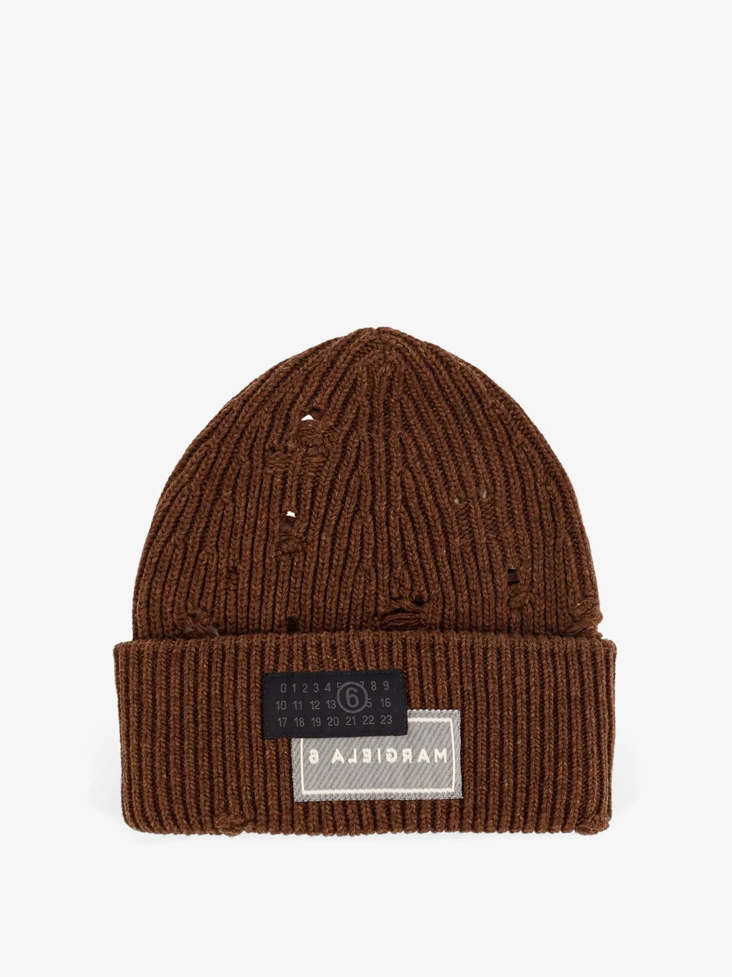 Mm6 Maison Margiela Wool Blend Beanie Hat With Distressed Effect - Image 4