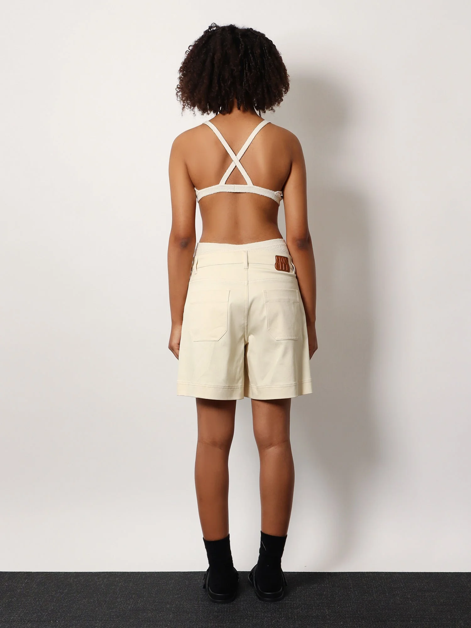 Moncler Stretch Cotton Shorts With Maxi Logo Patch - Image 3