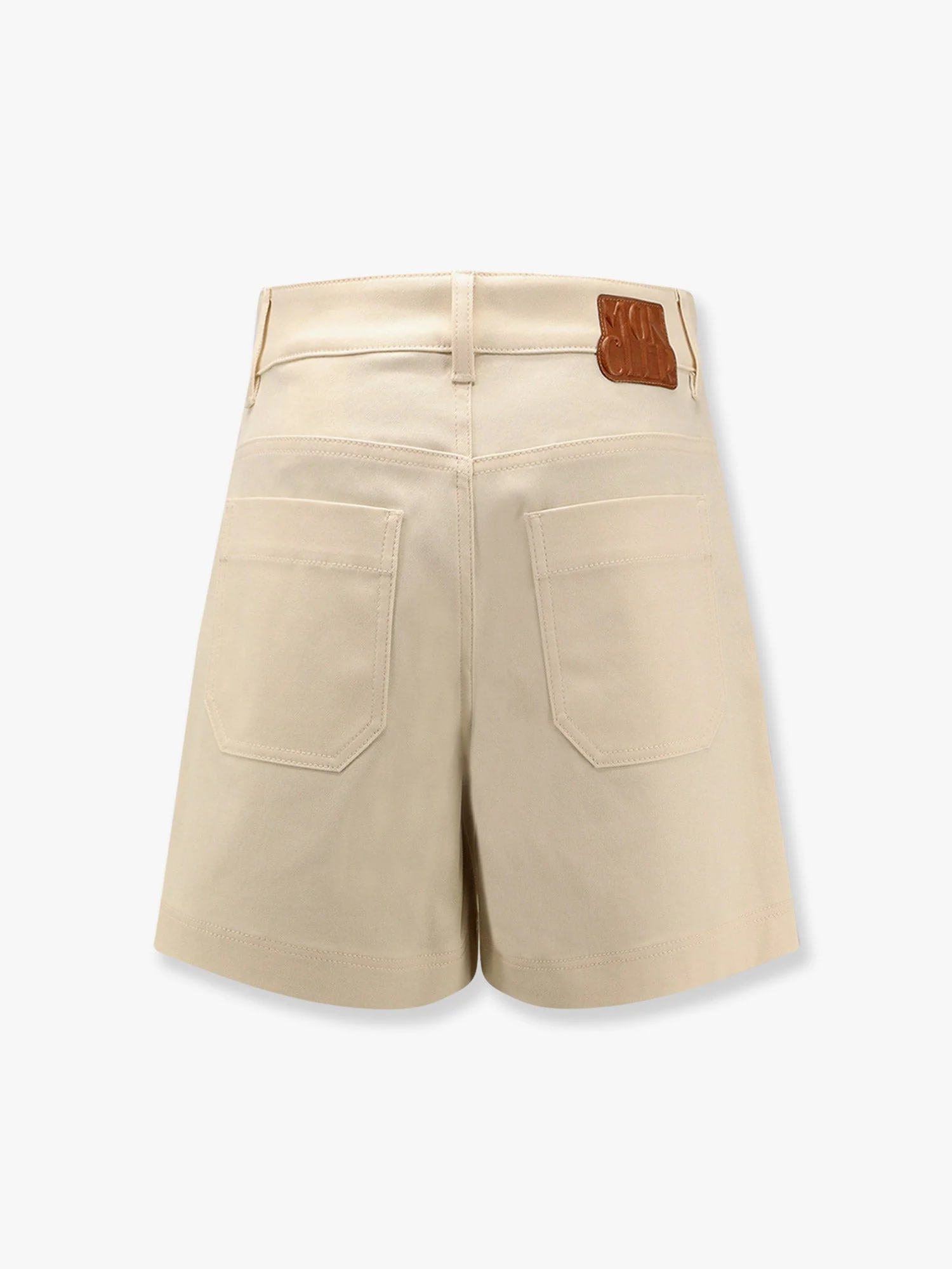 Moncler Stretch Cotton Shorts With Maxi Logo Patch - Image 4