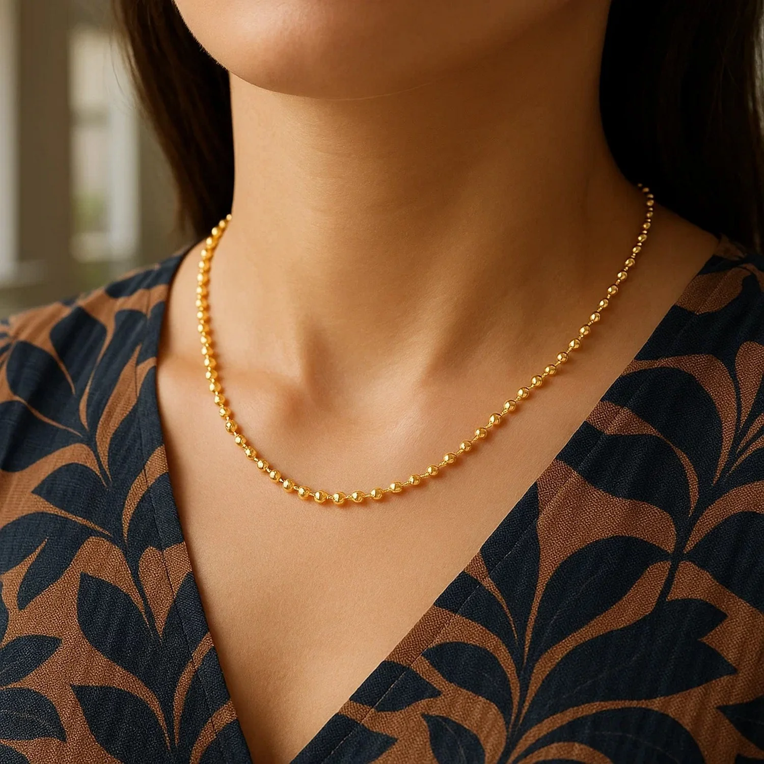 Moon Cut Bead Chain in 14k Yellow Gold (3.0 mm) - Image 9