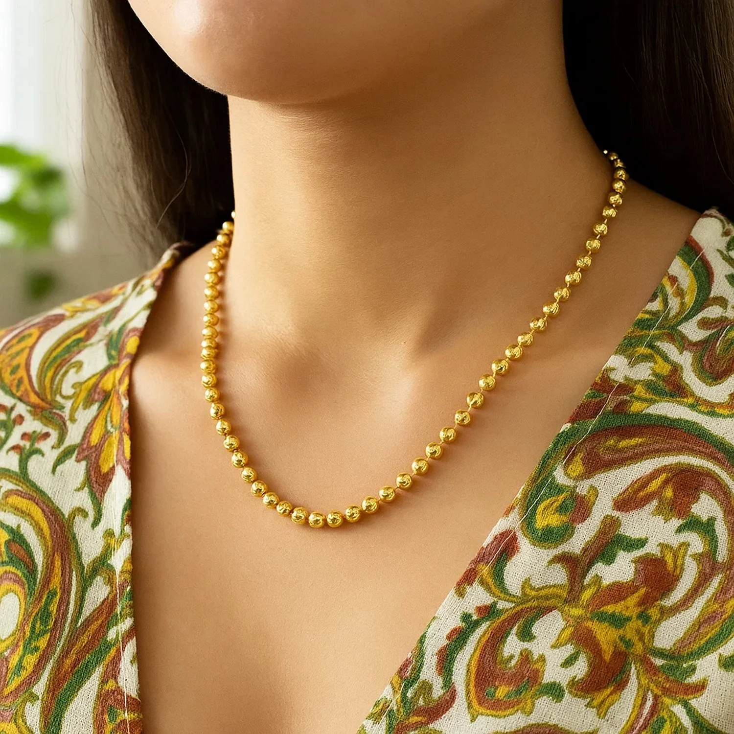 Moon Cut Bead Chain in 14k Yellow Gold (4.0 mm) - Image 7