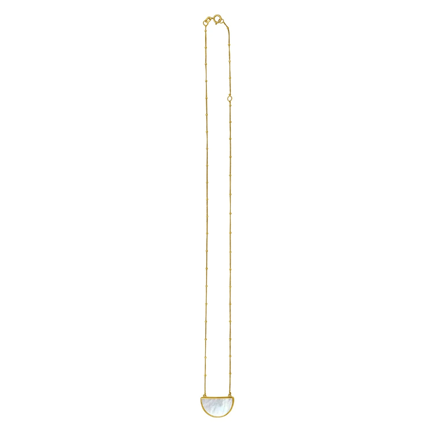 MOP Geometric Gem Half Moon Necklace in 14K Yellow Gold - Image 2