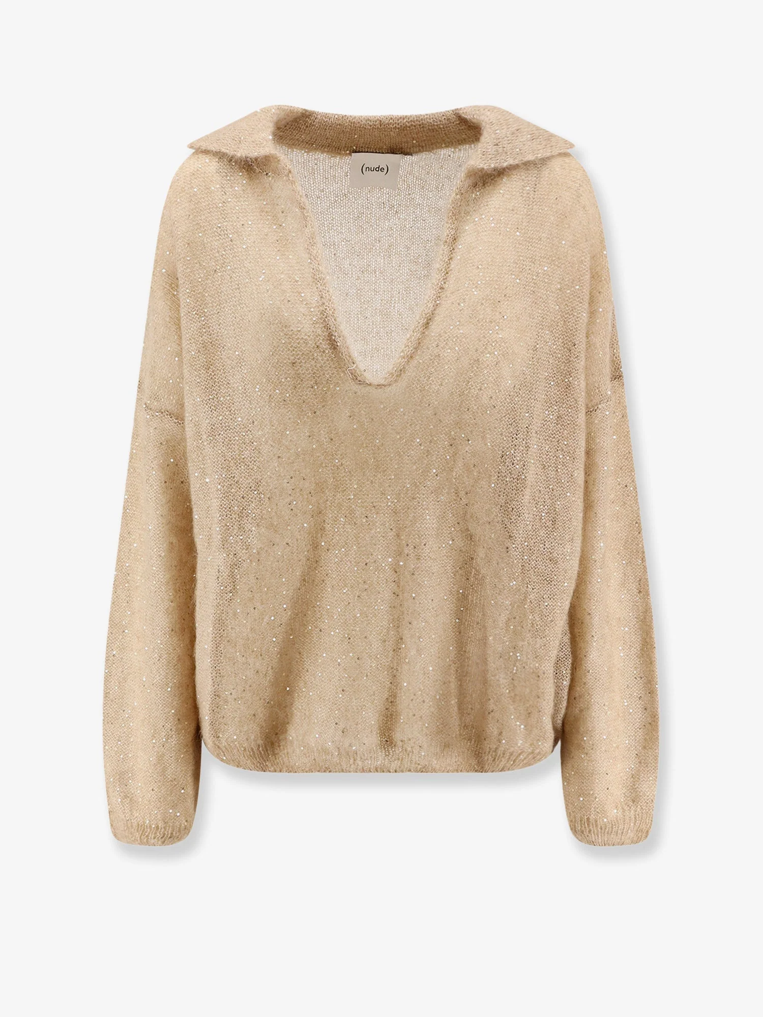 Nude Mohair Blend Sweater With Sequins - Image 4