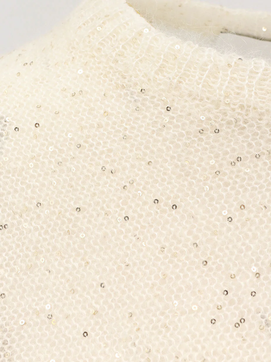 Nude Mohair Blend Sweater With Sequins - Image 6