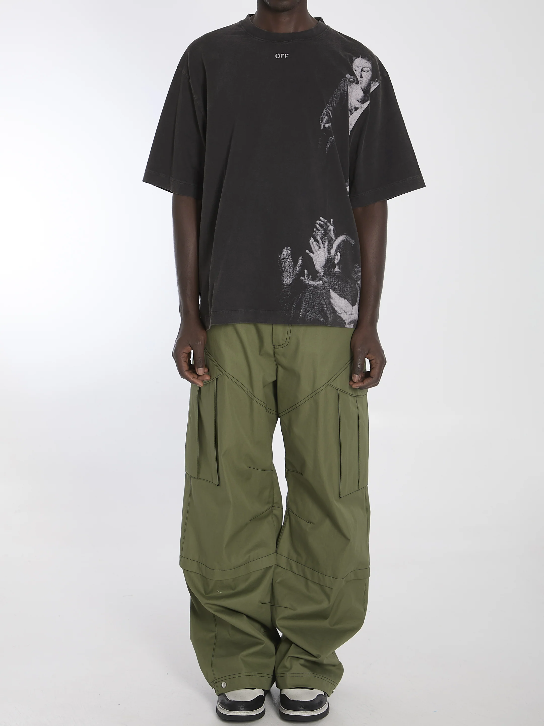 Off White Cargo Pants In Cotton - Image 5