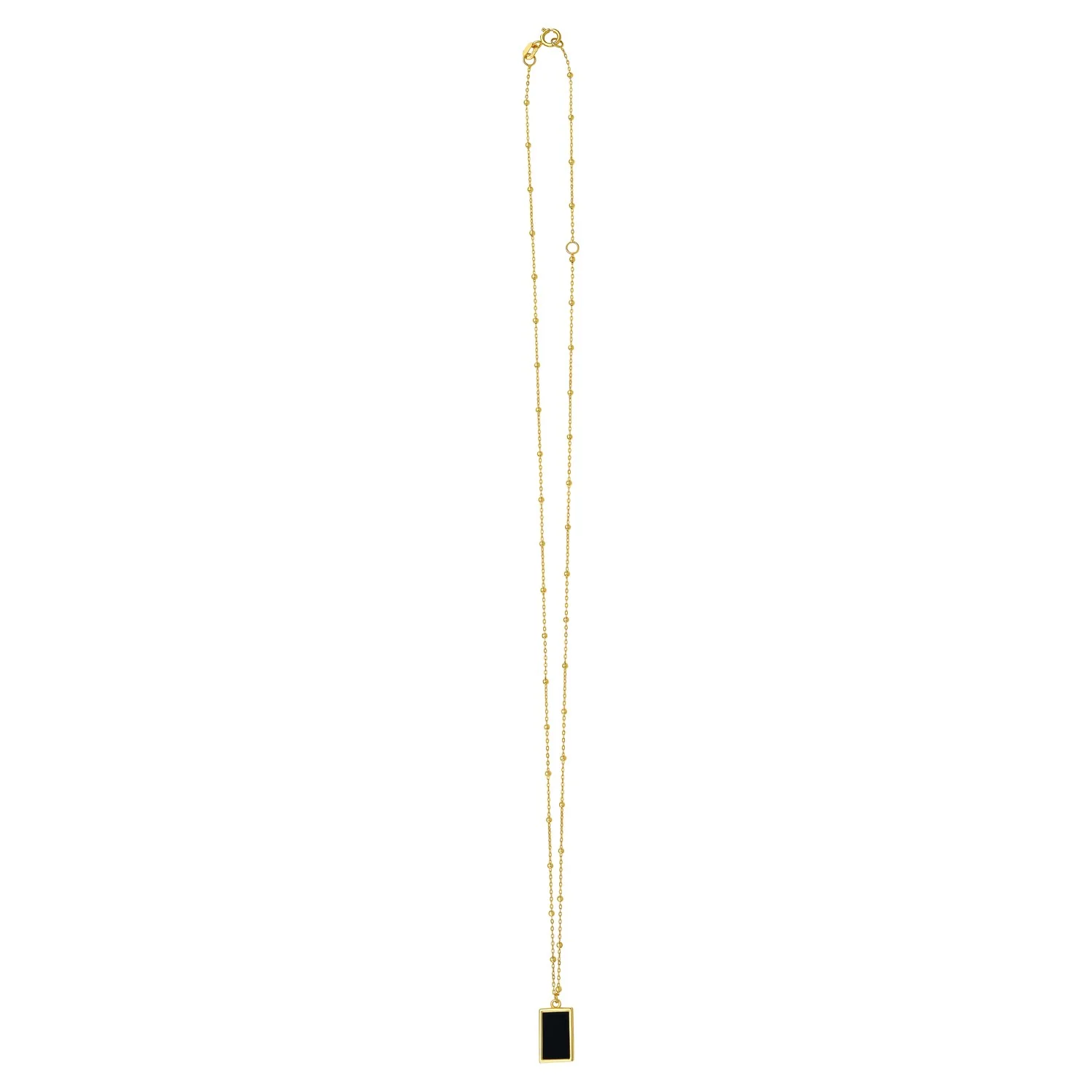 Onyx Geometric Rectangle Necklace in 14K Yellow Gold - Image 10