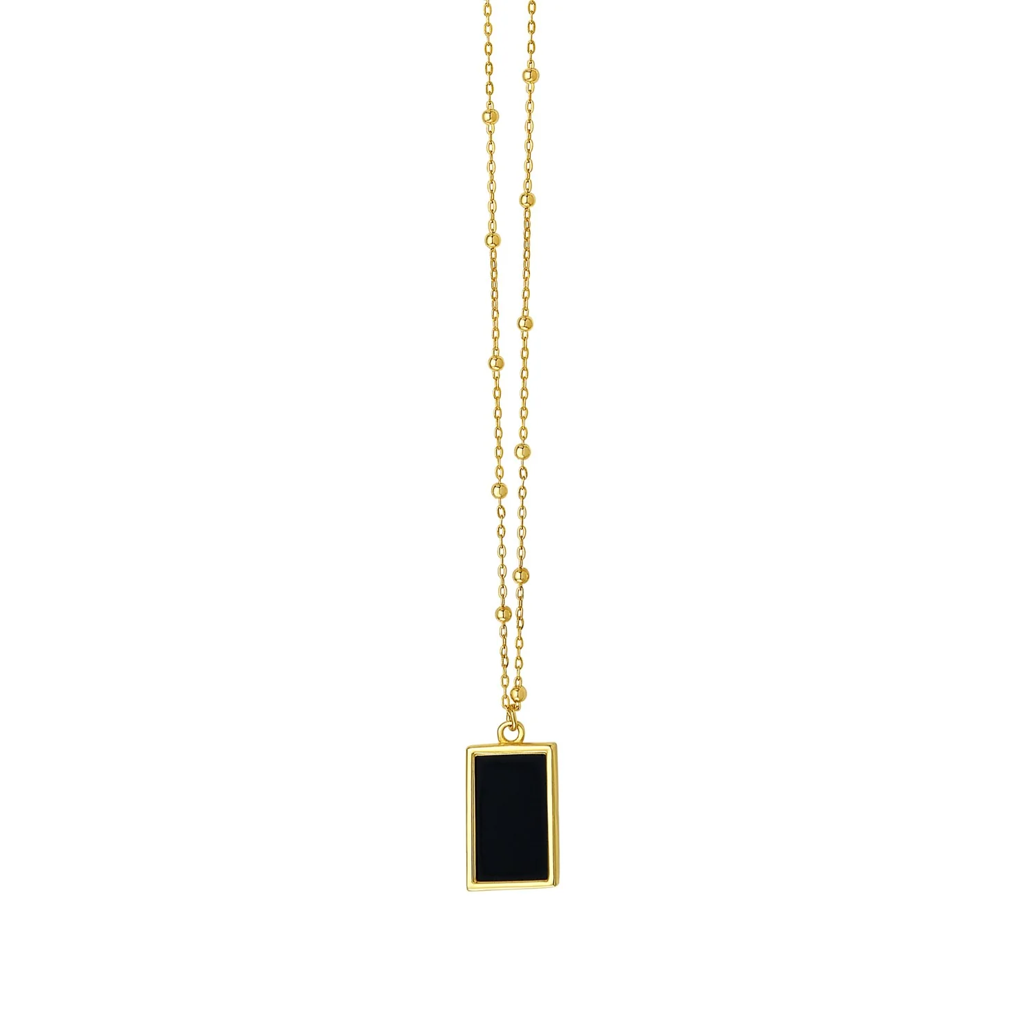 Onyx Geometric Rectangle Necklace in 14K Yellow Gold - Image 5