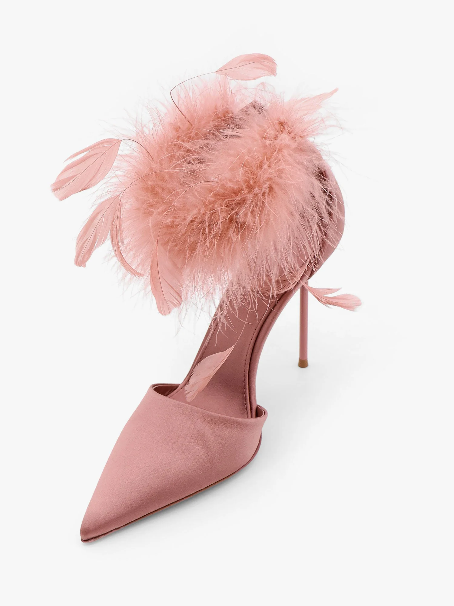 Paris Texas Lidia Satin Sandals With Feather Detail - Image 4