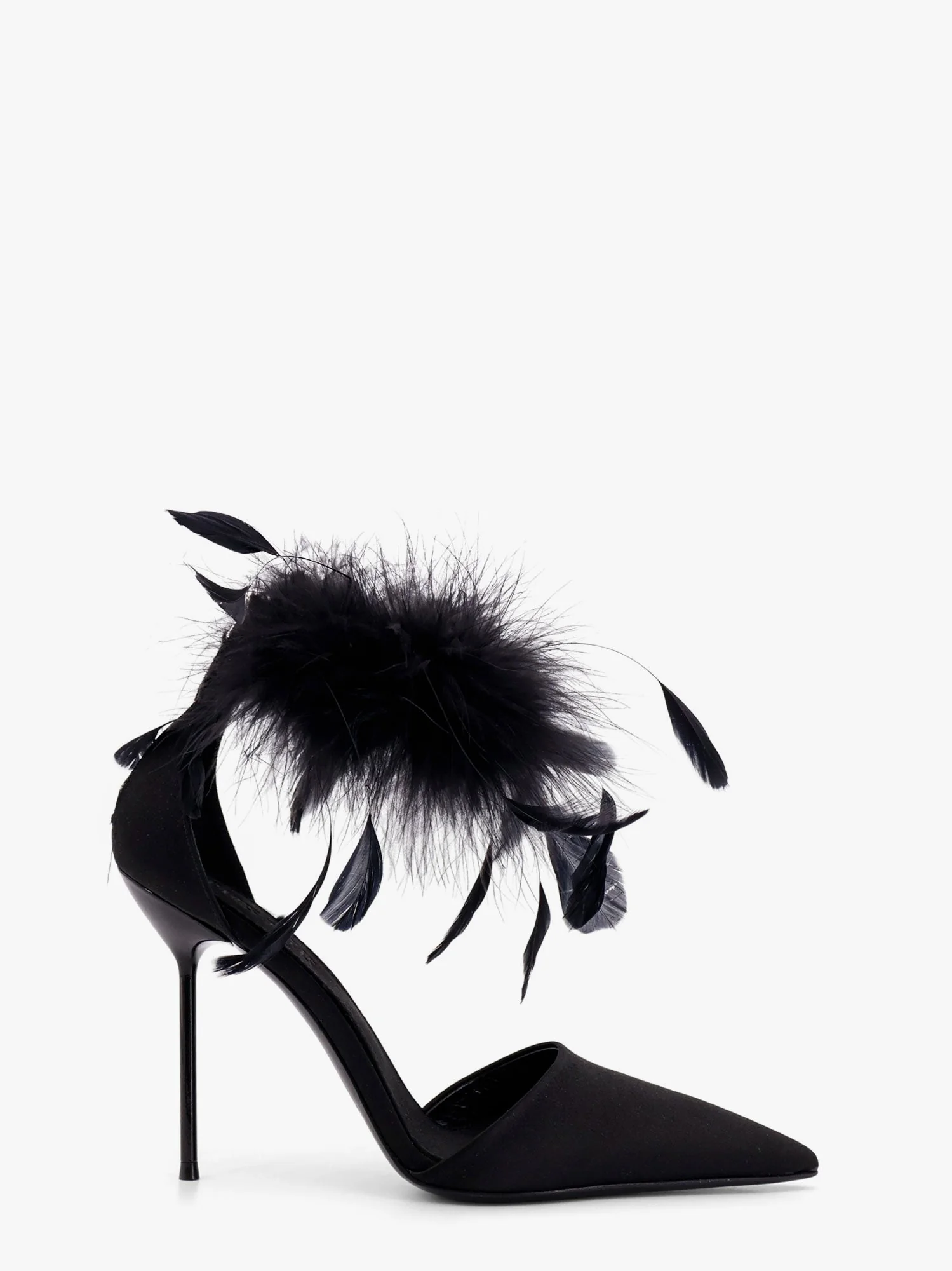 Paris Texas Lidia Satin Sandals With Feather Detail - Image 5
